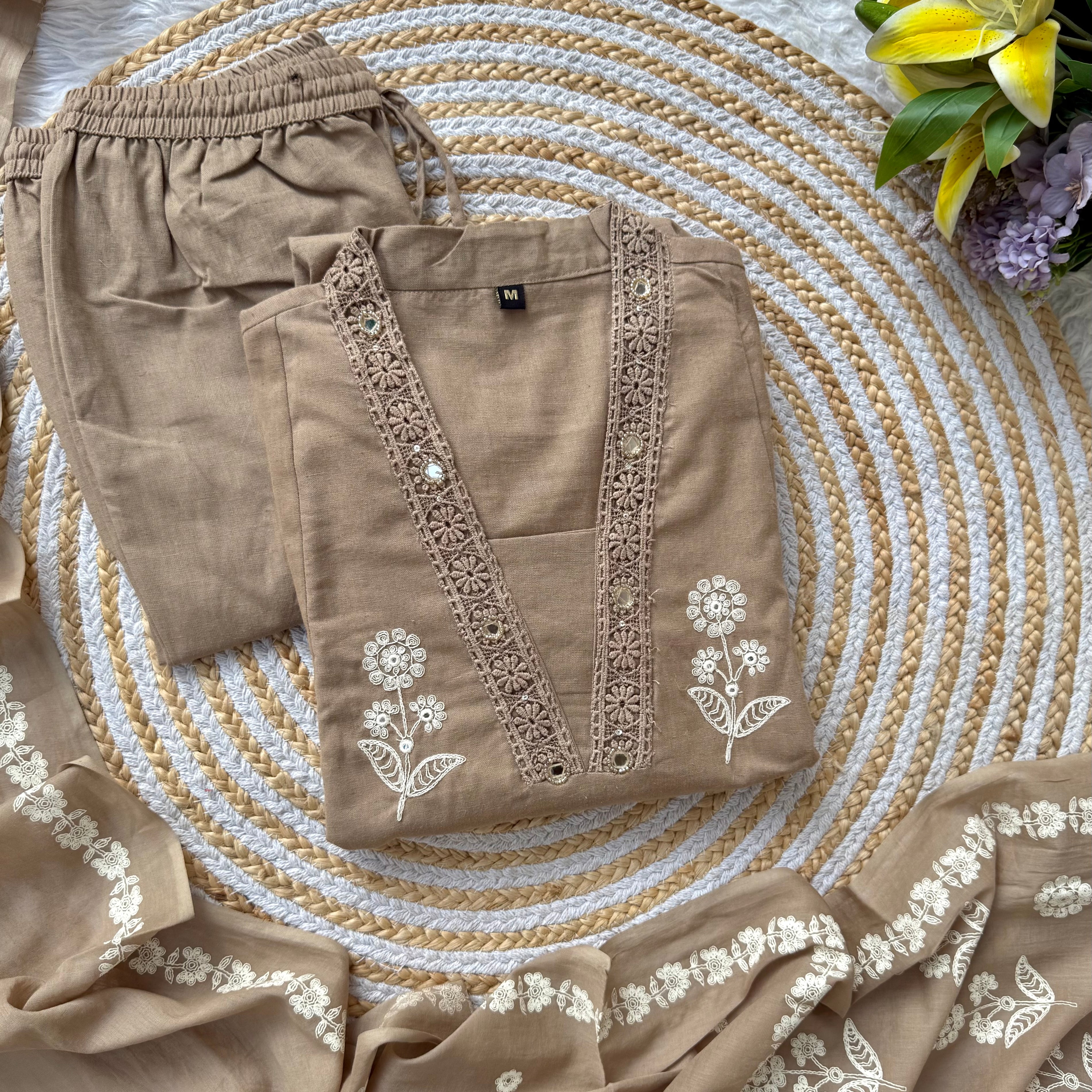 “ALICE" Premium Flex cotton embroidered work kurta set