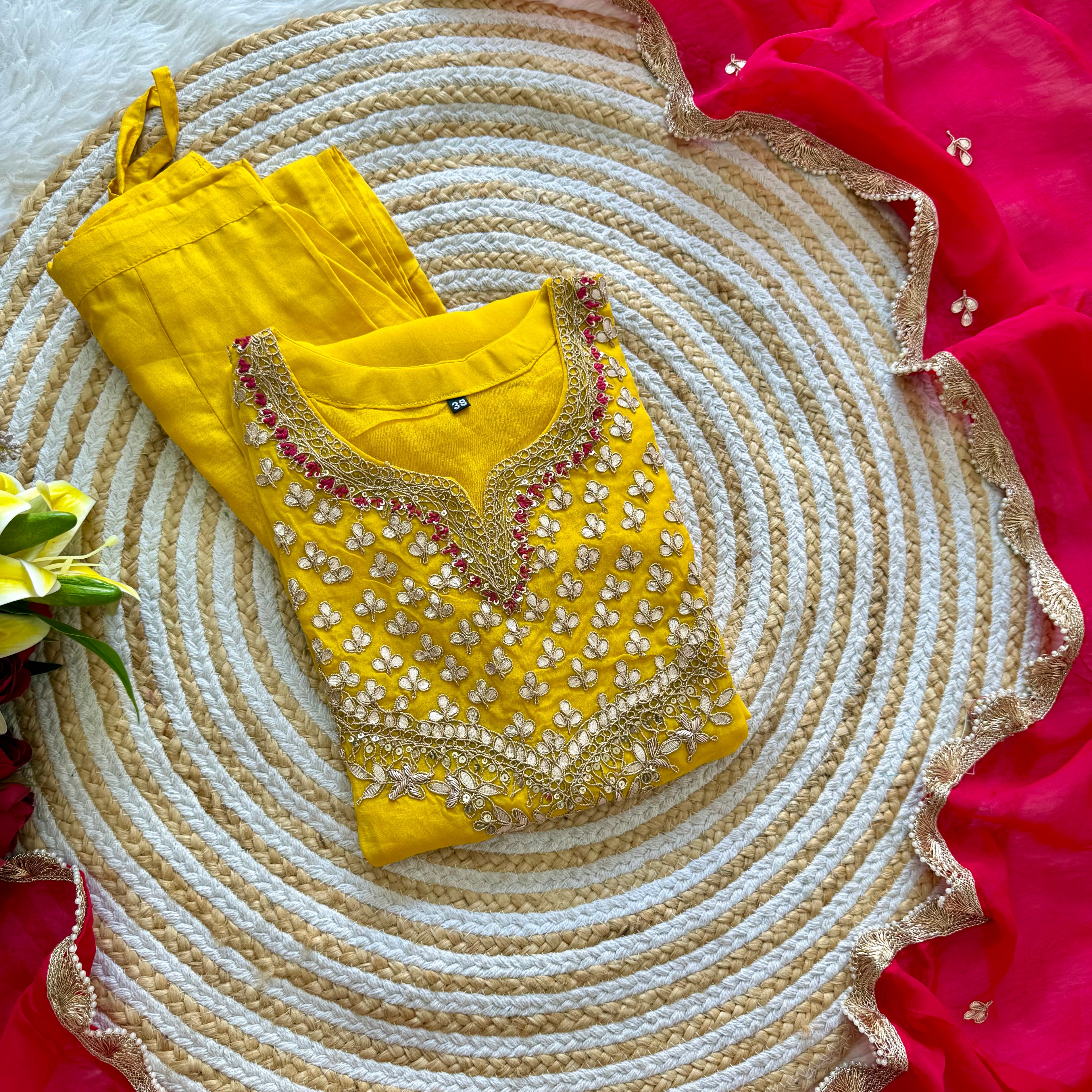 "SAHAL" Beautiful Gota Patti and sequence heavy work set