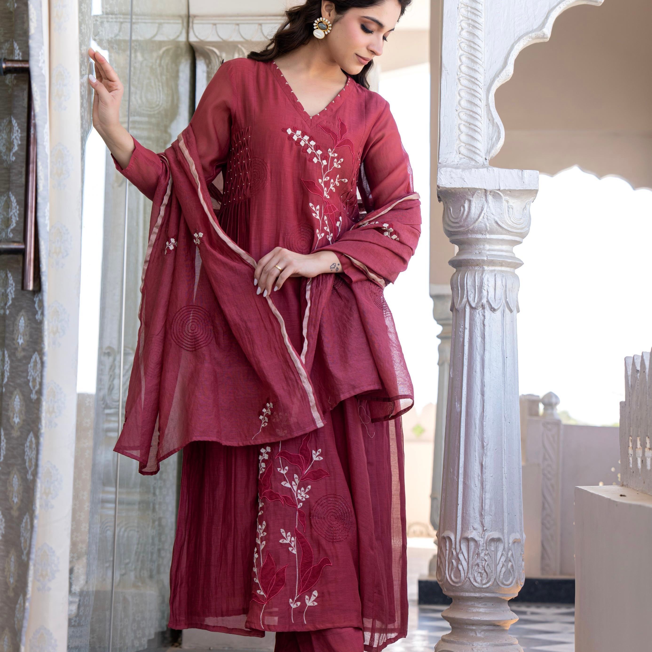 “SIZUMI” Beautiful Mul Chanderi party wear anarkali suit set