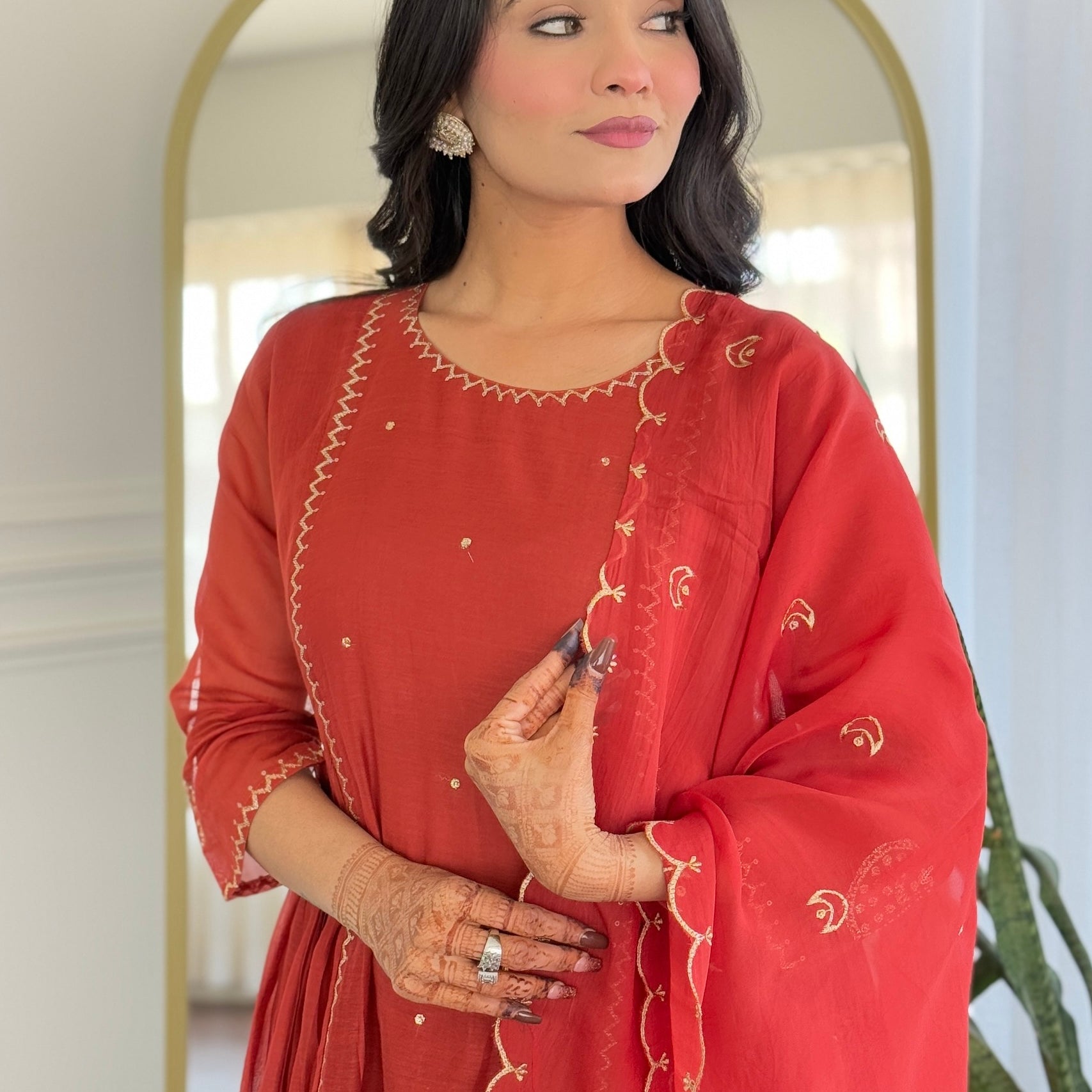 “MUL” Beautiful Mul Chanderi anarkali kurti set