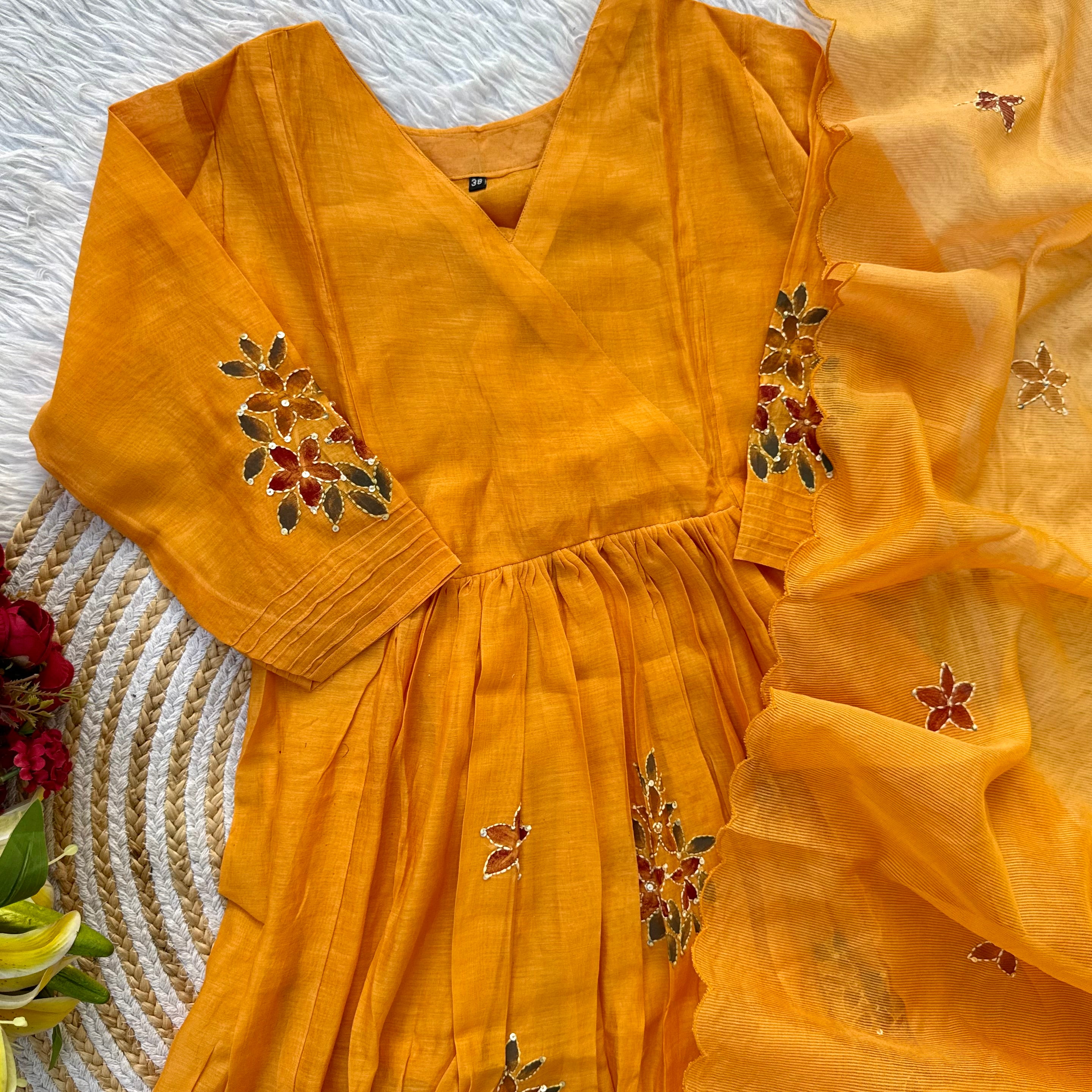 “SIZUMI” Mul Chanderi party wear anarkali suit set