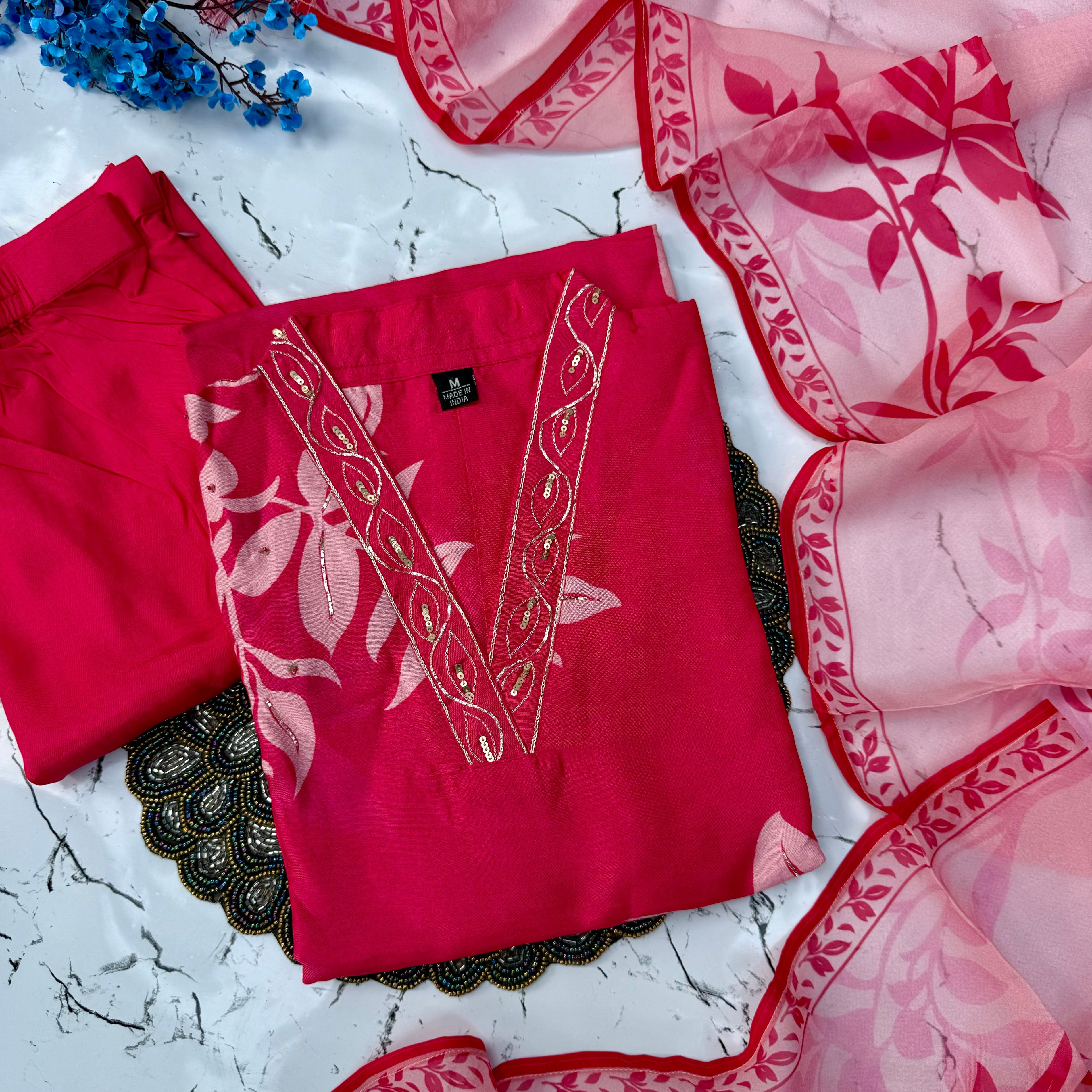 “Ragini” Russian silk kurti bottom dupatta set