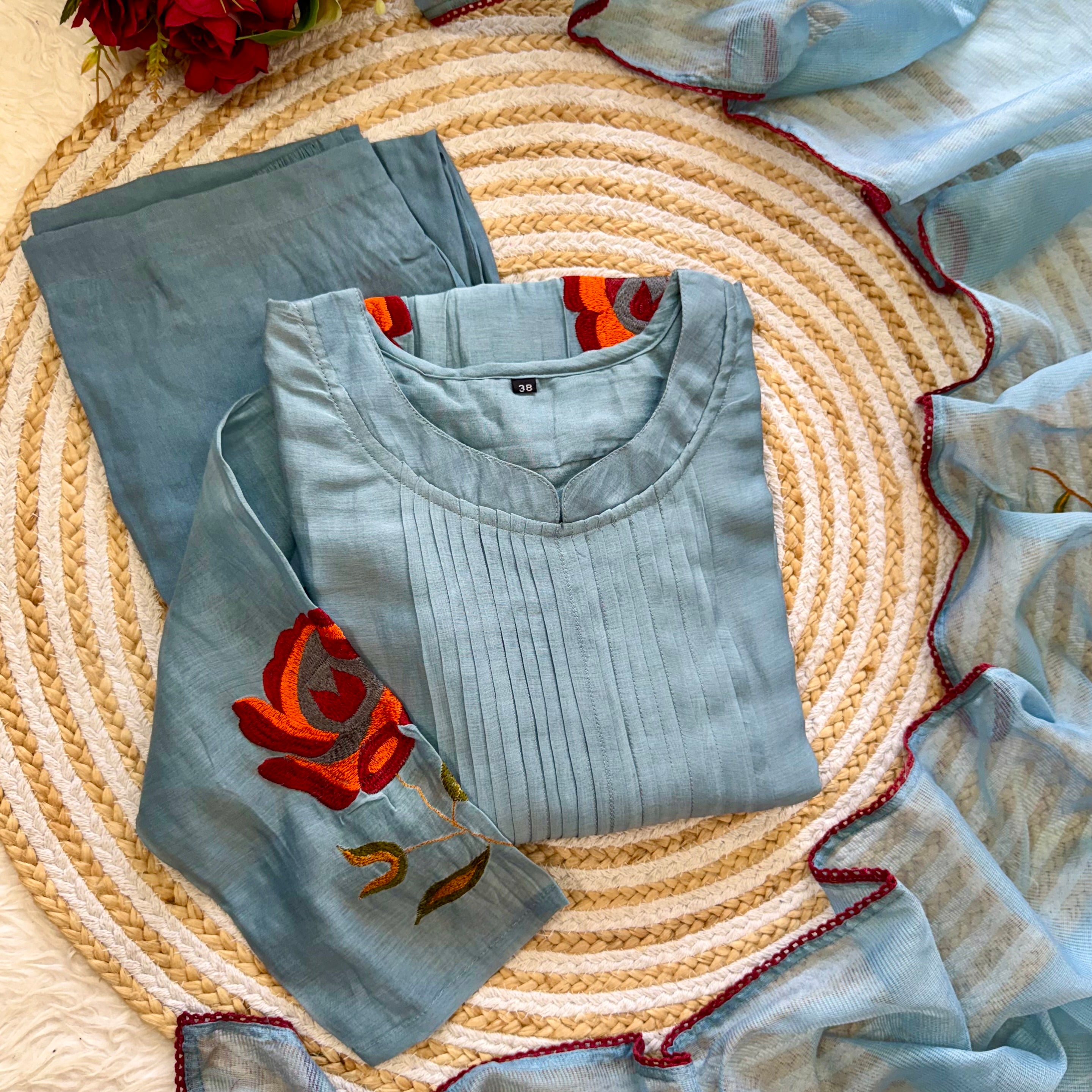 “MAHA” Beautiful Mul Chanderi anarkali kurti set