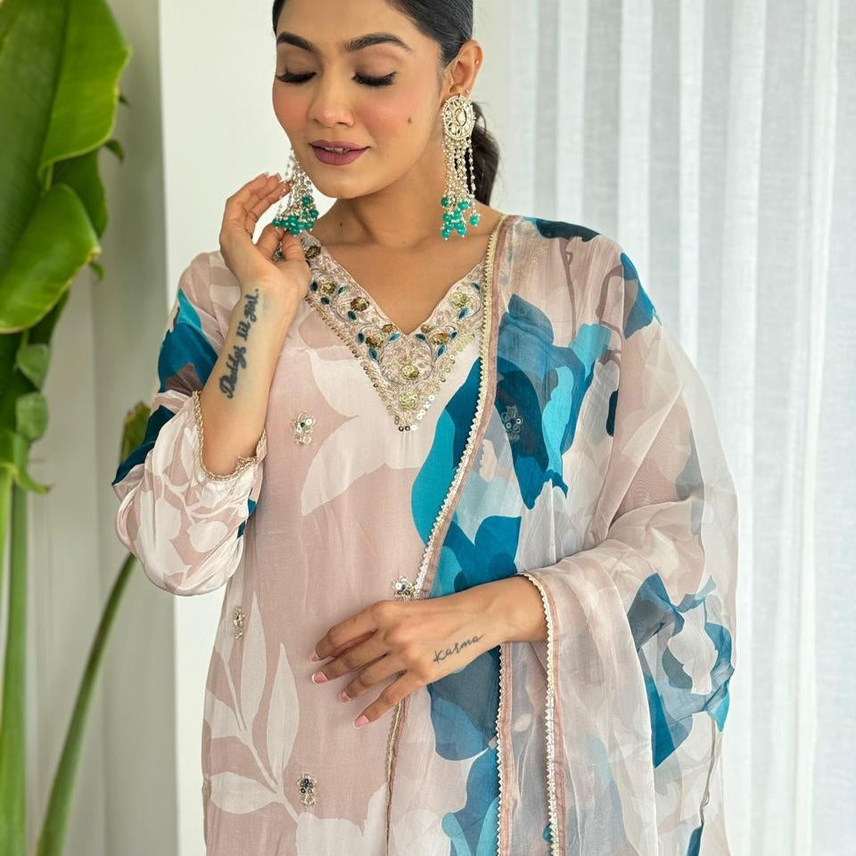 “Misty” Crepe Silk kurti bottom with dupatta set 🛍️
