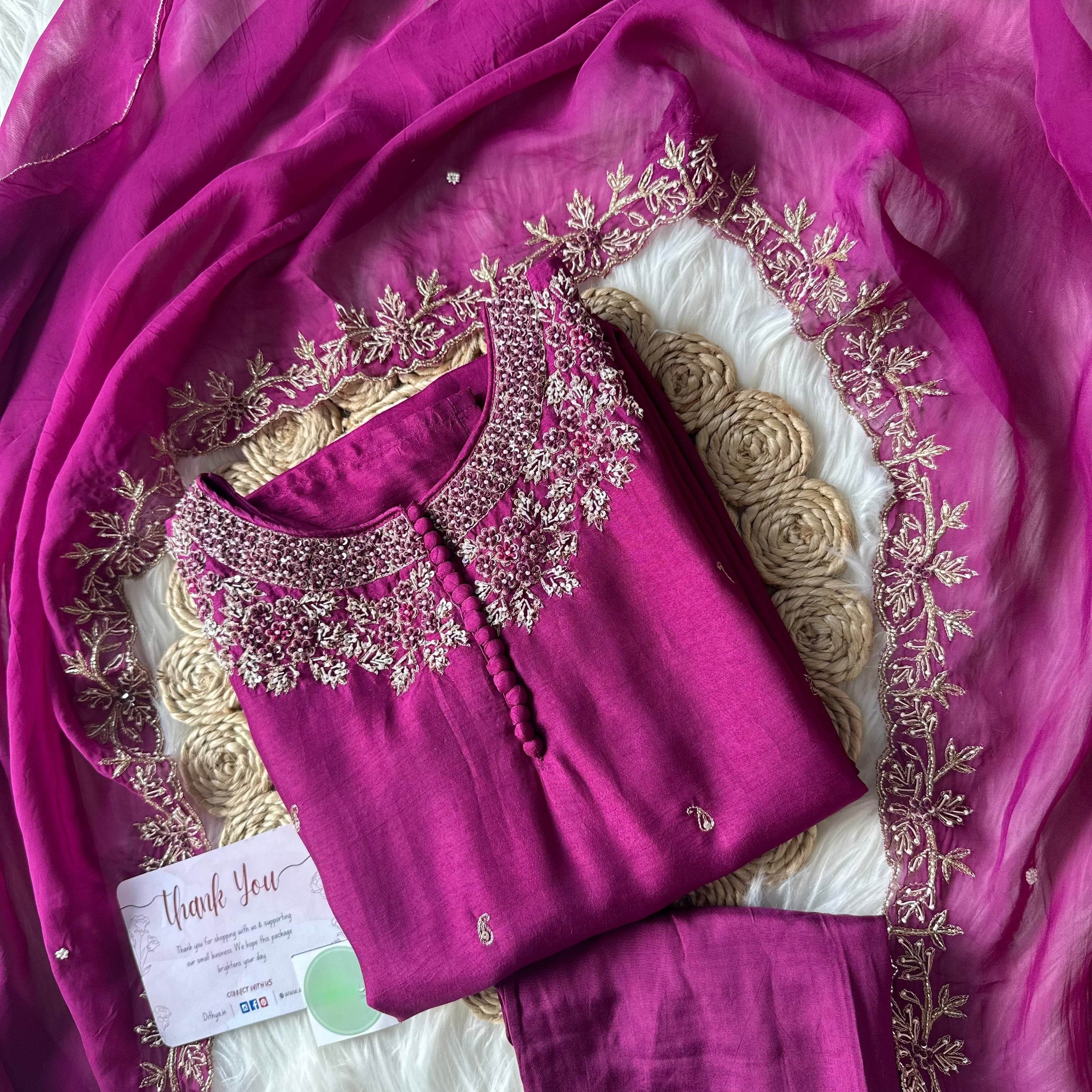 "Sifar" Tissue silk kurti with heavy handwork set
