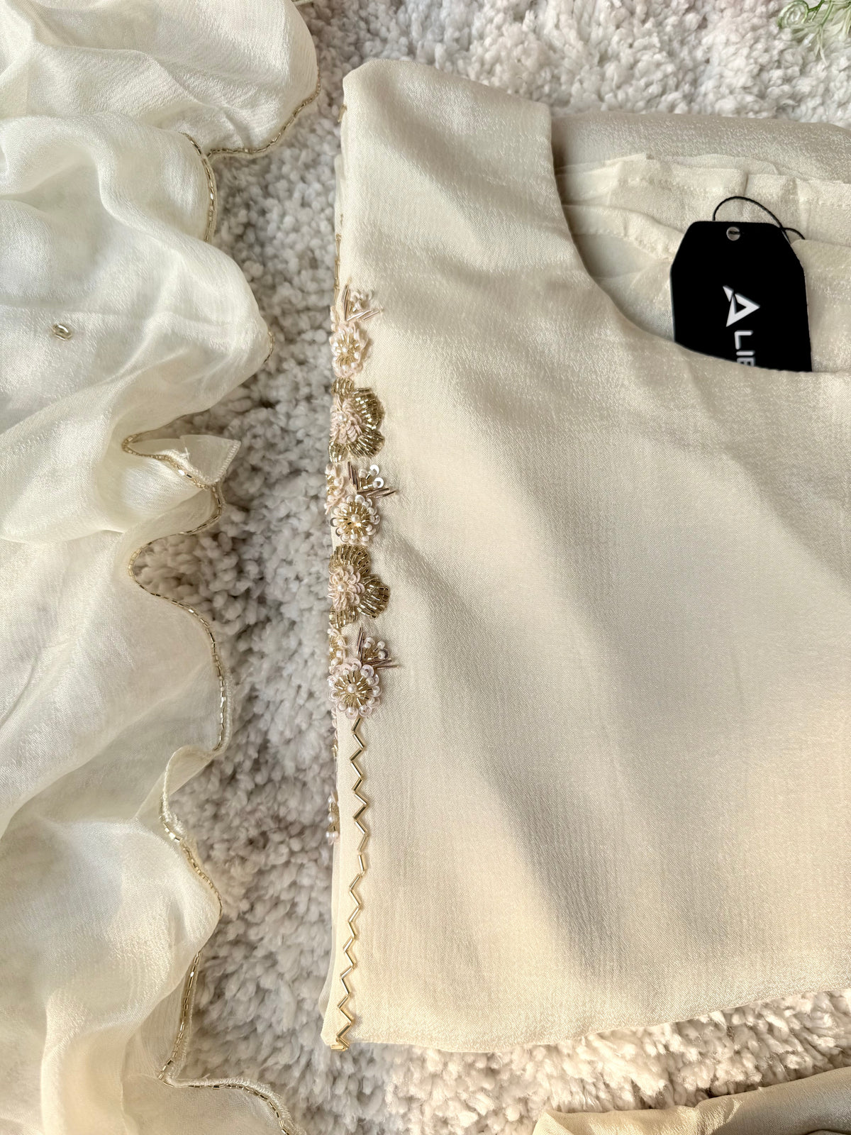 ✨Amara -Introducing Cream Heavy Handwork Chinnon A Line Suit