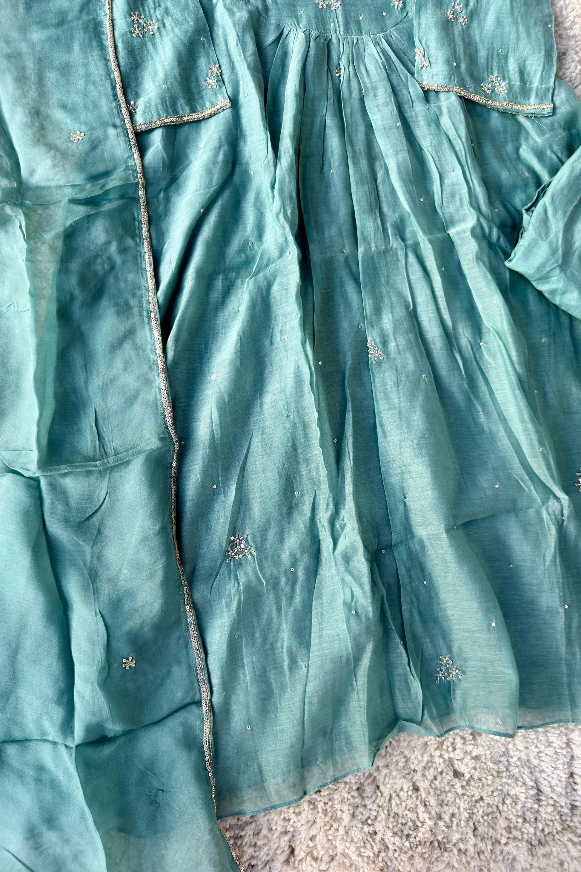 ✨Nagma- Premium Mul Chanderi A- Line Kurta Set