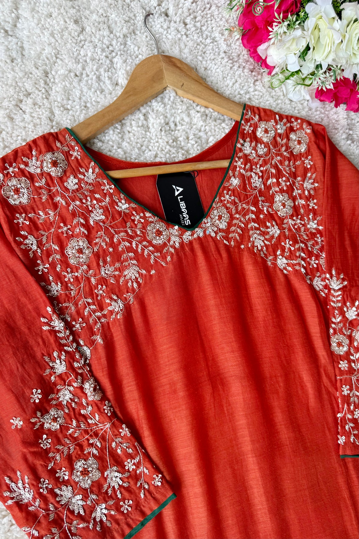 ✨Myra - Premium Orange Mul Chanderi A-Line Anarkali Kurta set