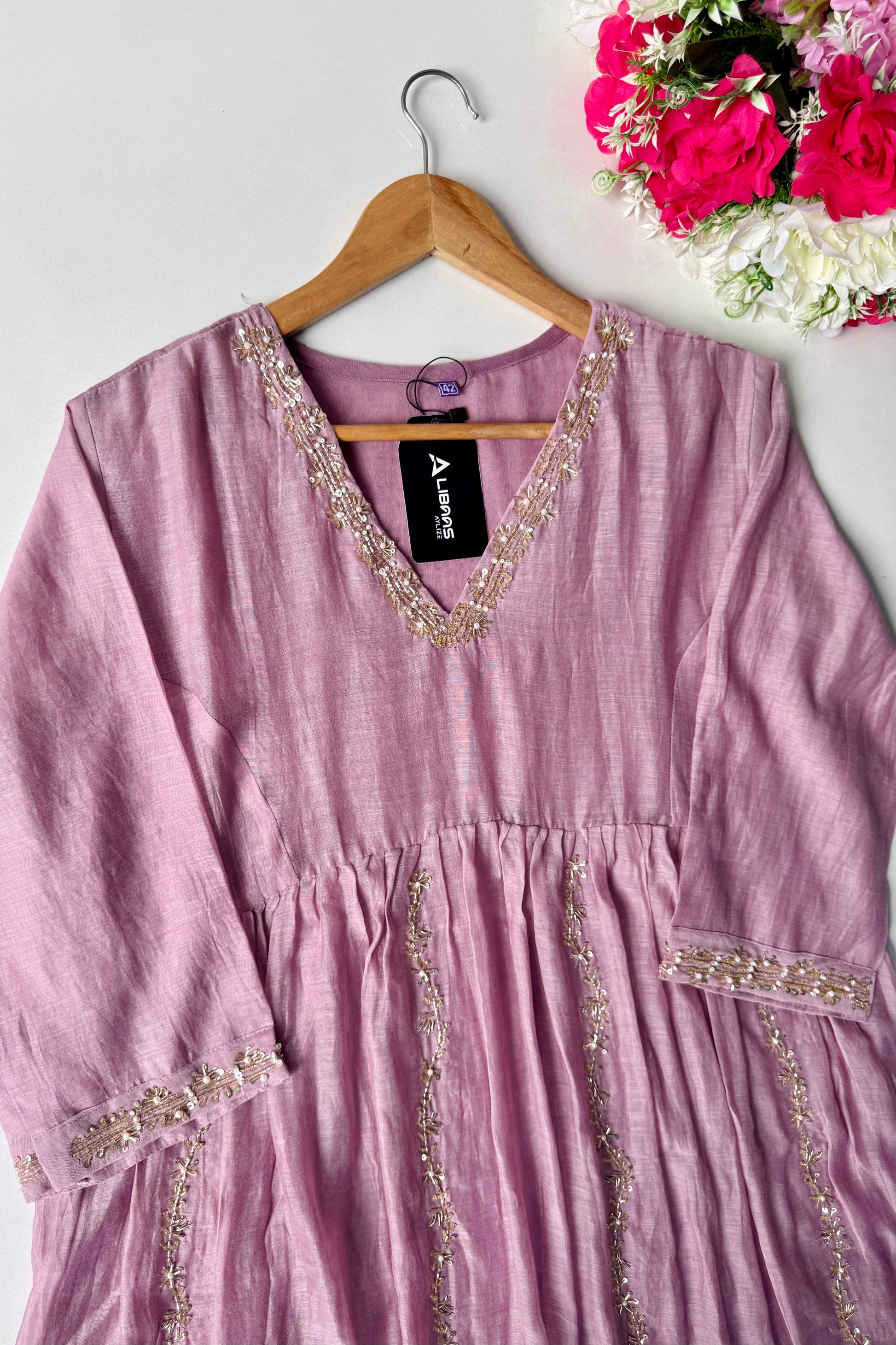 ✨Florence - Mauve Rosewood Mul Chanderi Anarkali Suit set 🛍️
