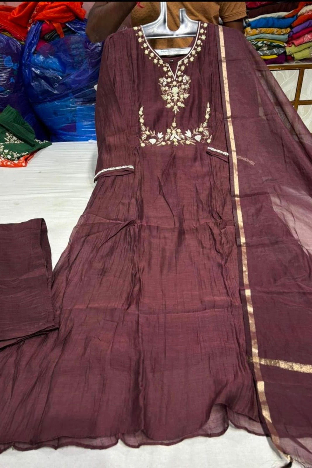 “Disha” Premium Mul Chanderi A Line Suit set 🛍️