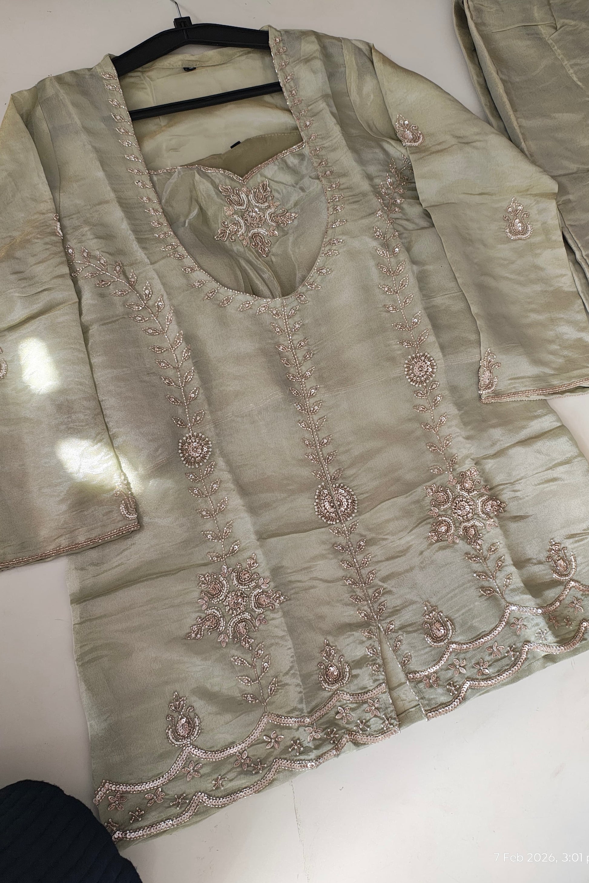 Zarah - Shimmer Tissue Short Kurta Bottom set