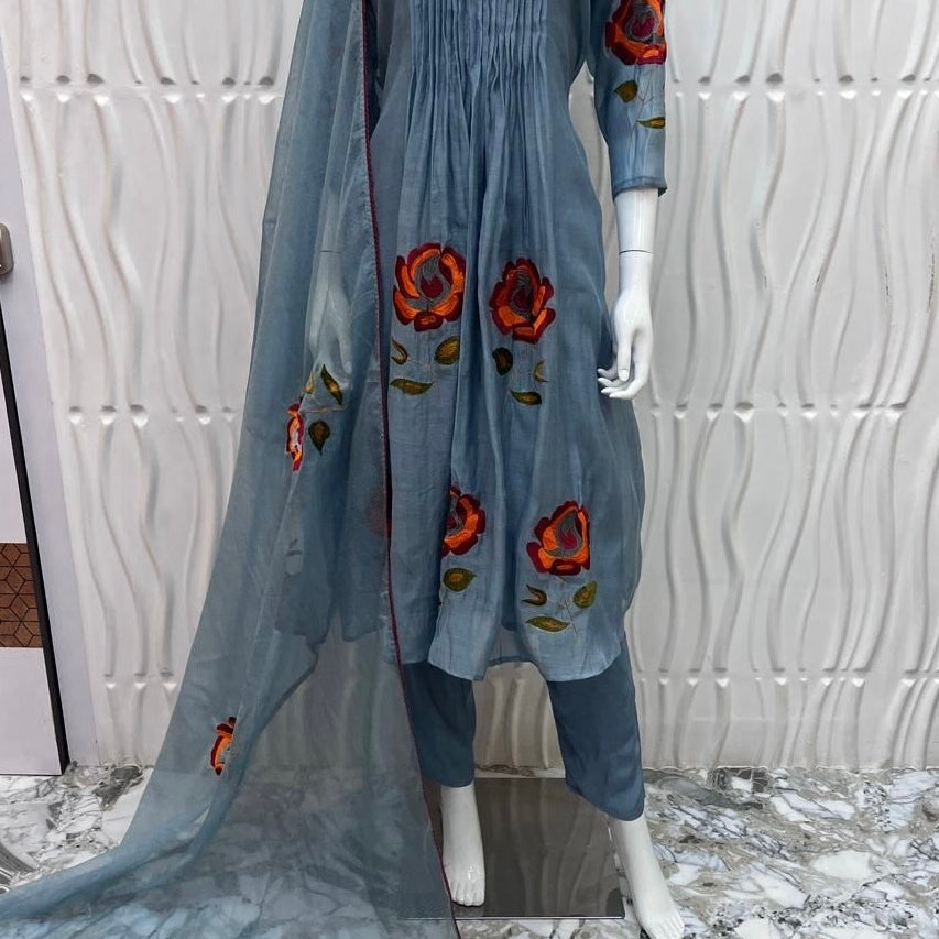 “MAHA” Beautiful Mul Chanderi anarkali kurti set