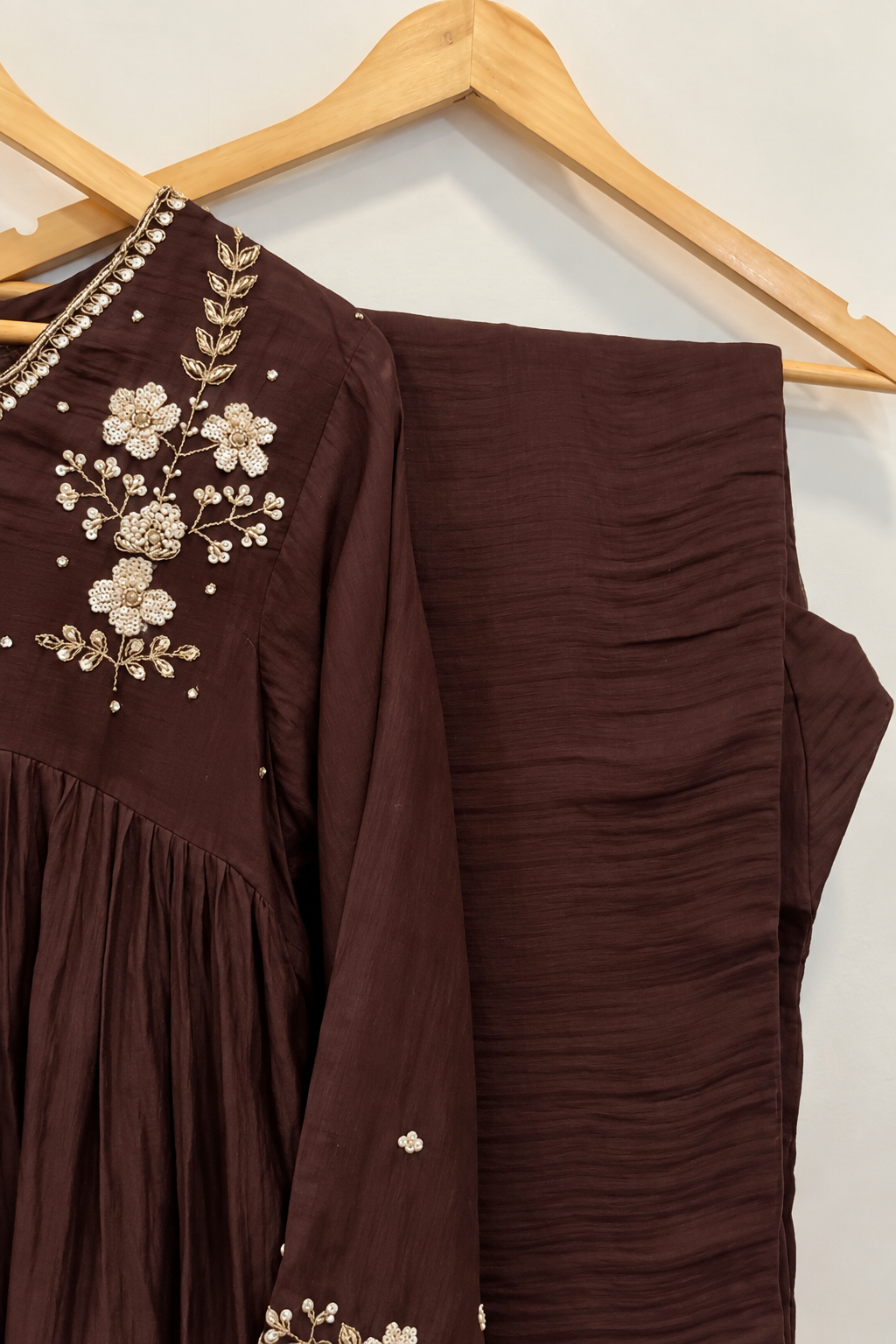 🛍️Melody –  Premium Brown Banarsi Mul Chanderi Anarkali Suit