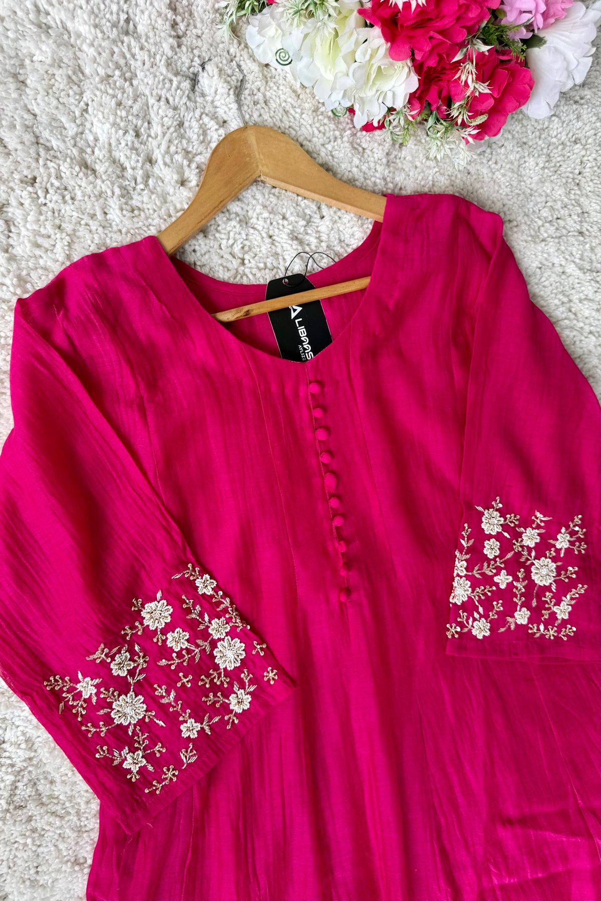 ✨Ay10- Beautiful Pink Mul Chanderi A Line Kurta set 💕