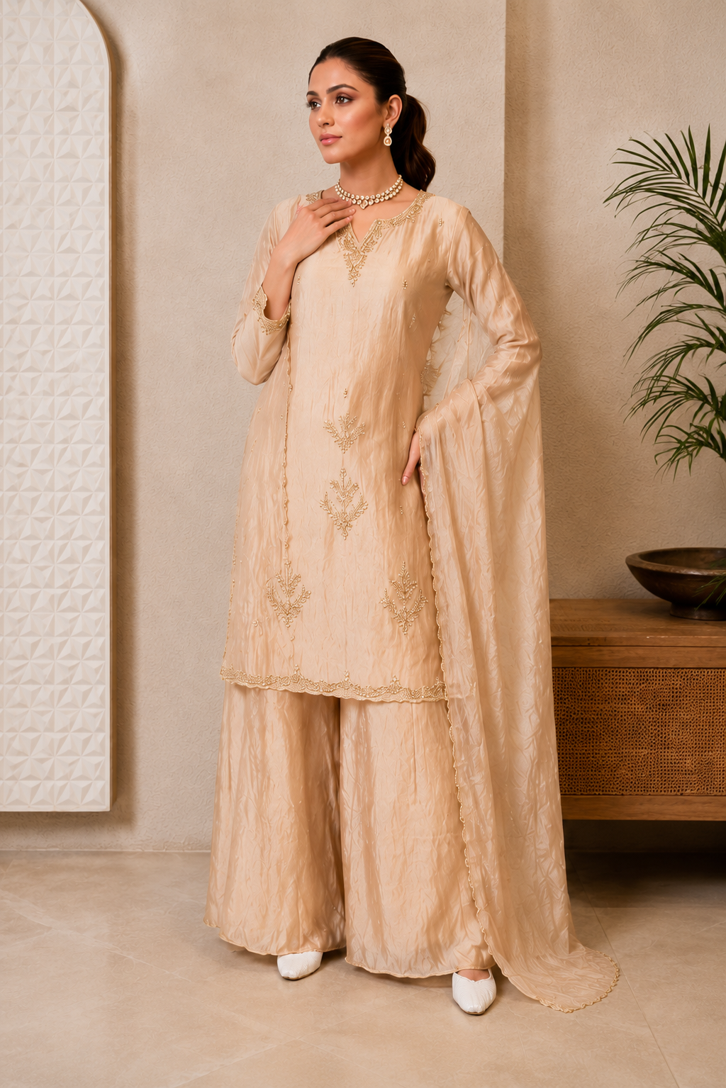 ✨Ruhani – Luxury Ivory Glass Tissue Divider Suit Set