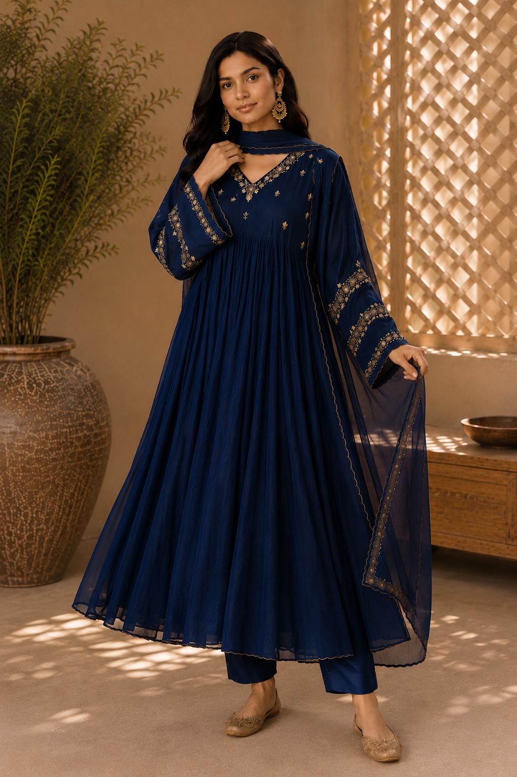 “Az026” Premium Party Wear Chinnon Anarkali Suit set