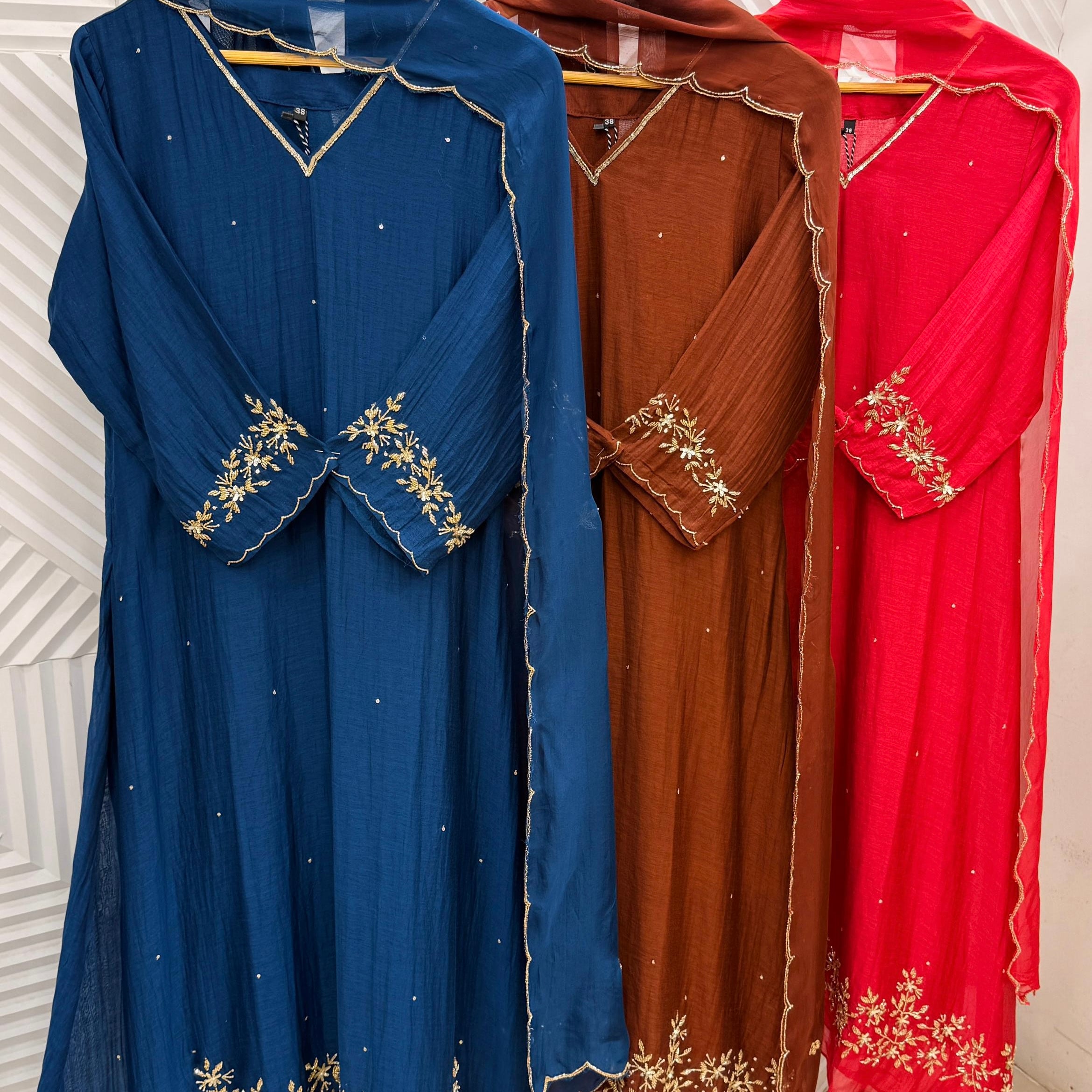 ✨”Samilsha - Premium Mul Chanderi A-Line Kurta Set