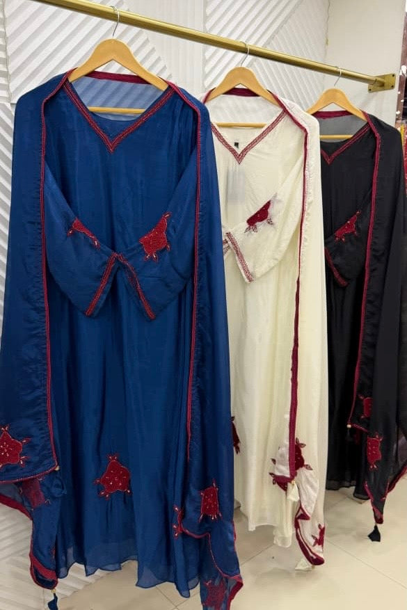 ✨Ay07- Premium Ho Silk Resham Work A Line Suit