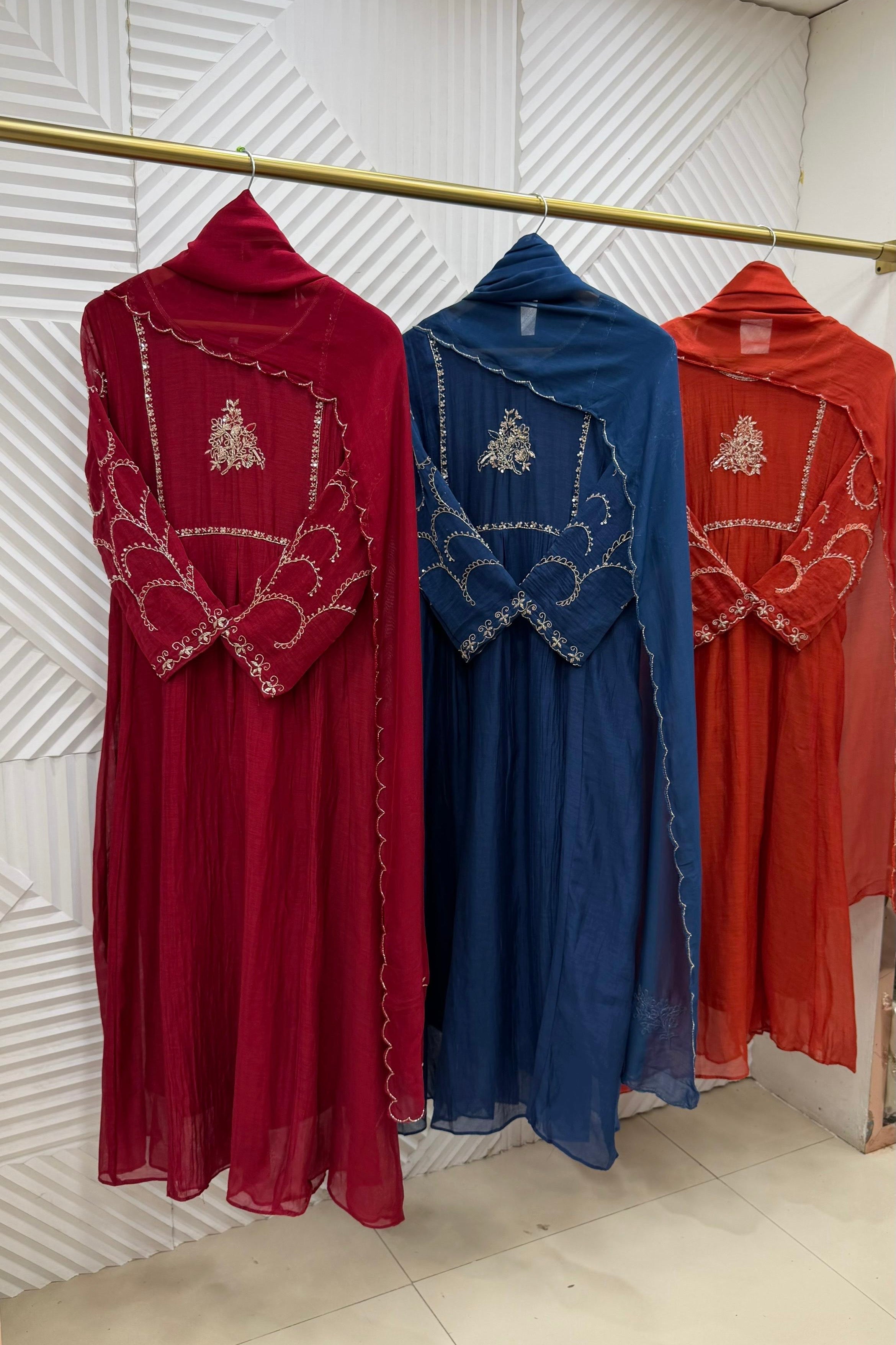 🛍️”Crown –  Premium Party wear  Mul Chanderi A Line Kurta Set