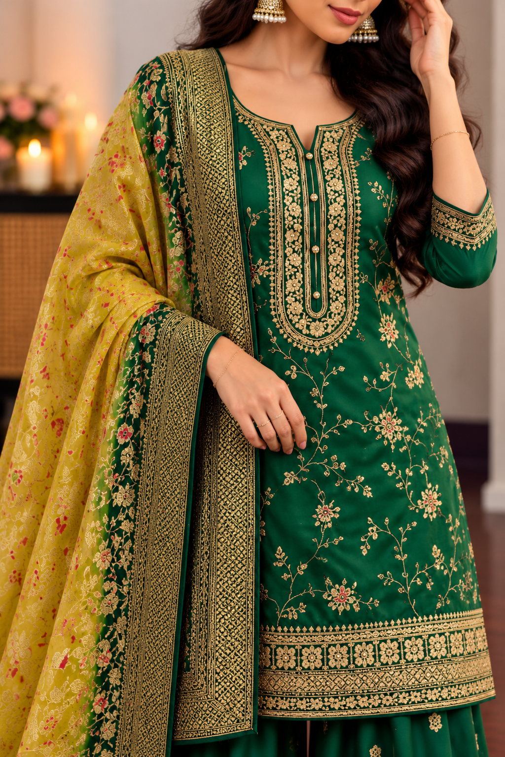 “AYAT” Festive wear Jacquard silk kurta palazzo set