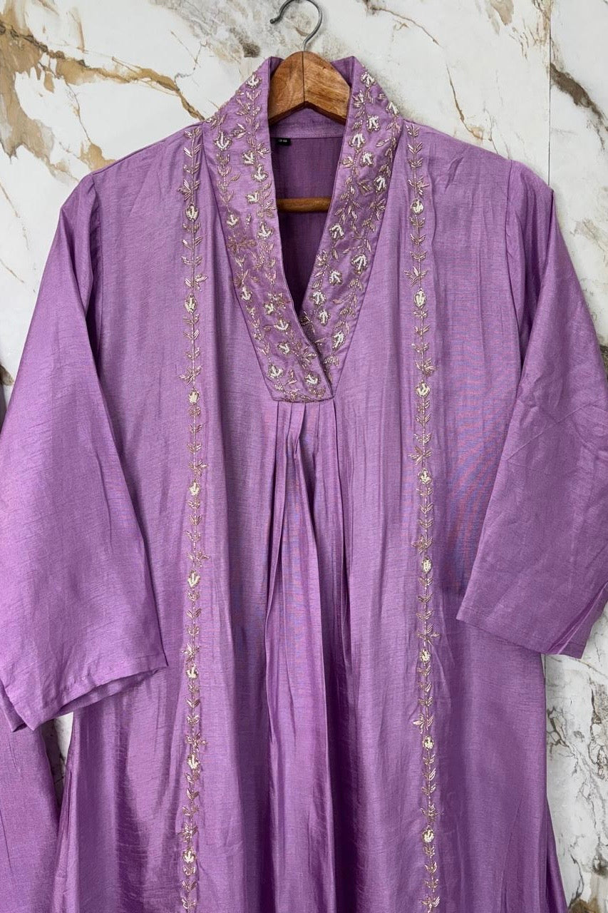 “Eira” Heavy handwork Dola silk A line kurti set 🛍️