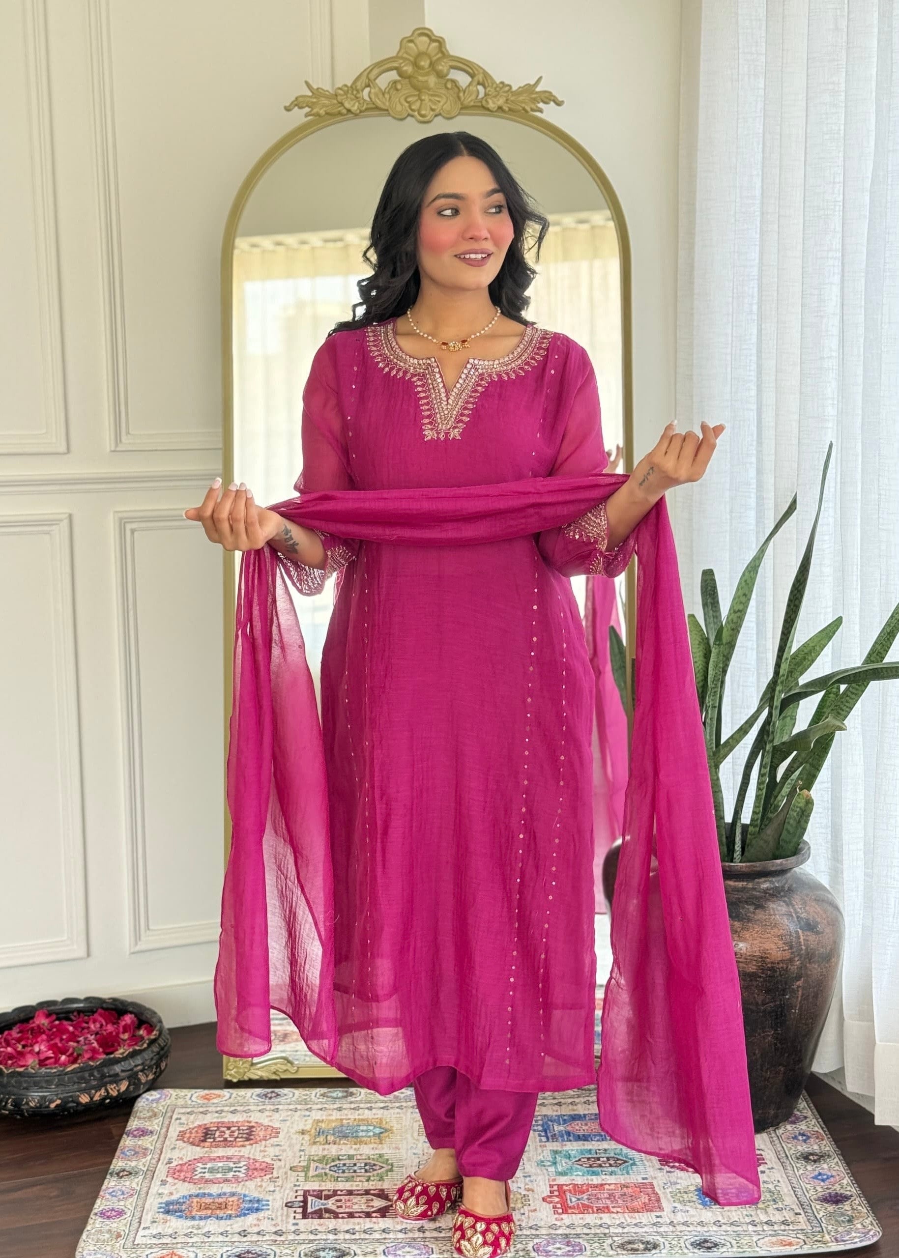 “KIARA” Premium Mul Chanderi Anarkali kurta set