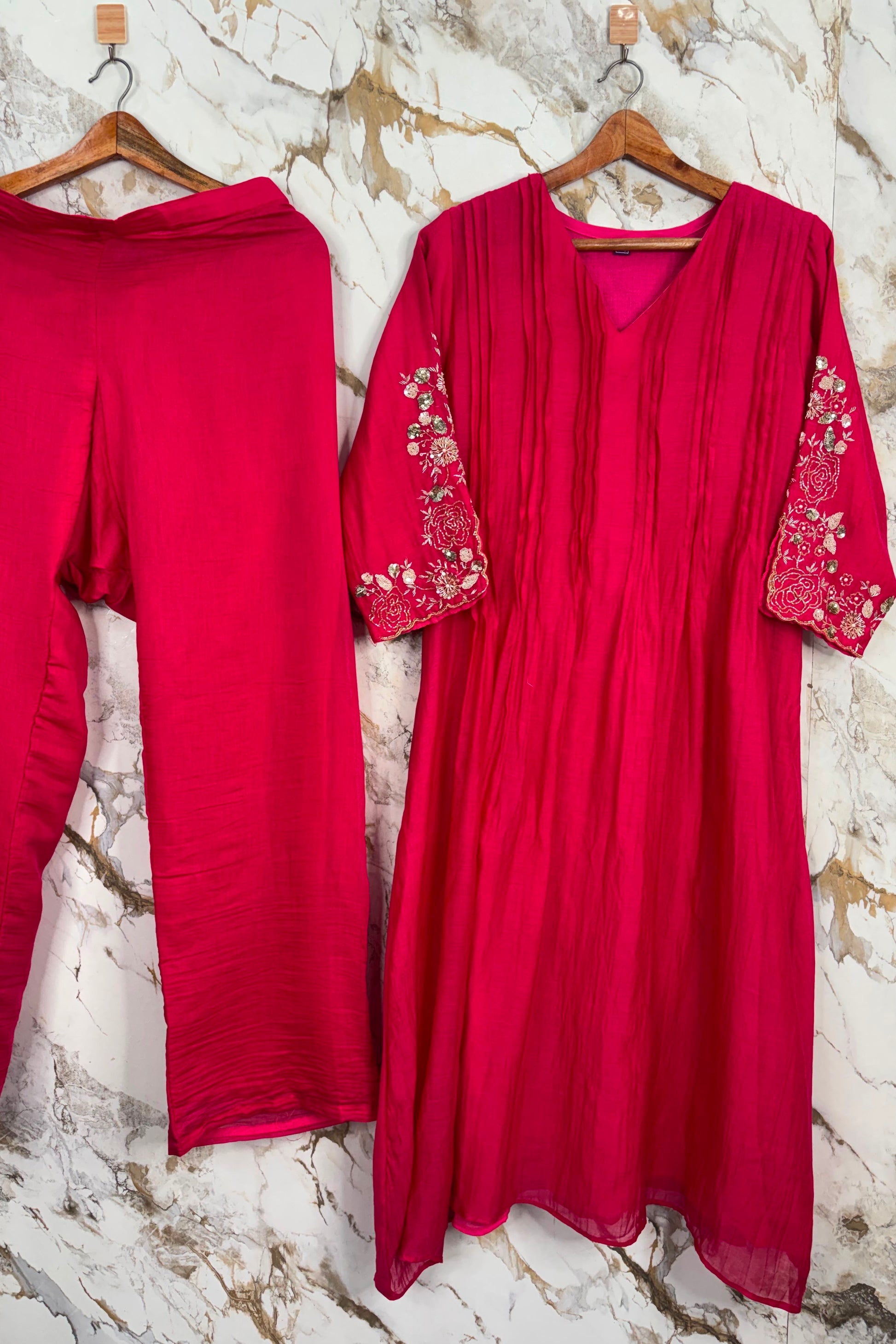 🛍️”Az025 – Premium Banaras Mul Chanderi A Line Kurta Set