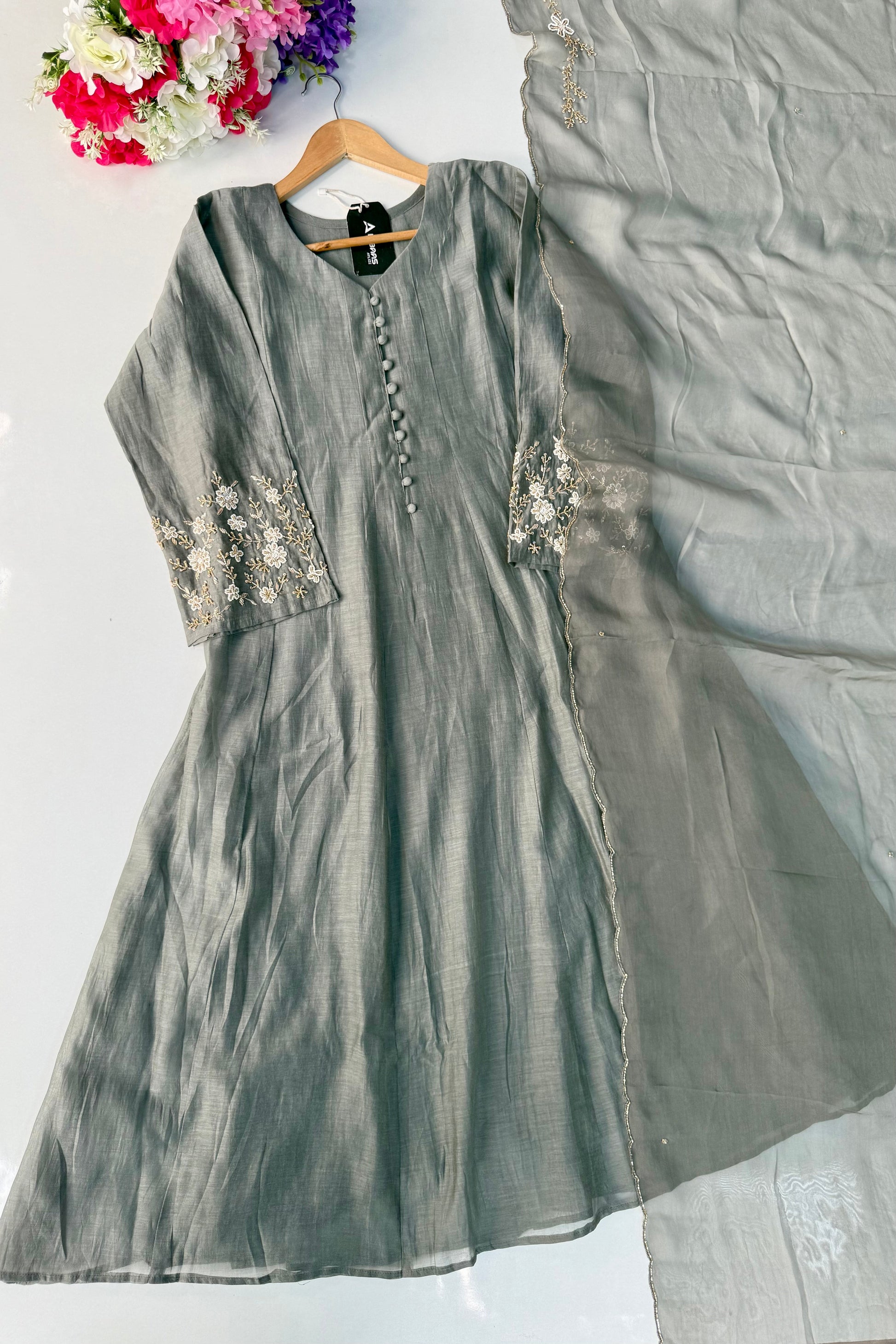 ✨Ay10- Pre Book Beautiful Mul Chanderi A Line Kurta set
