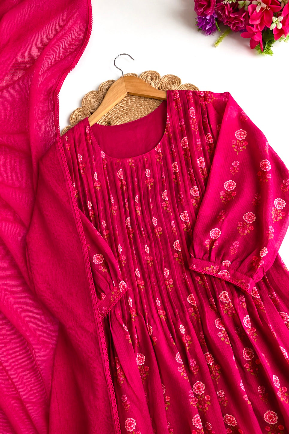✨”Ziana – Elegant Kota Ethnic A Line Suit Set