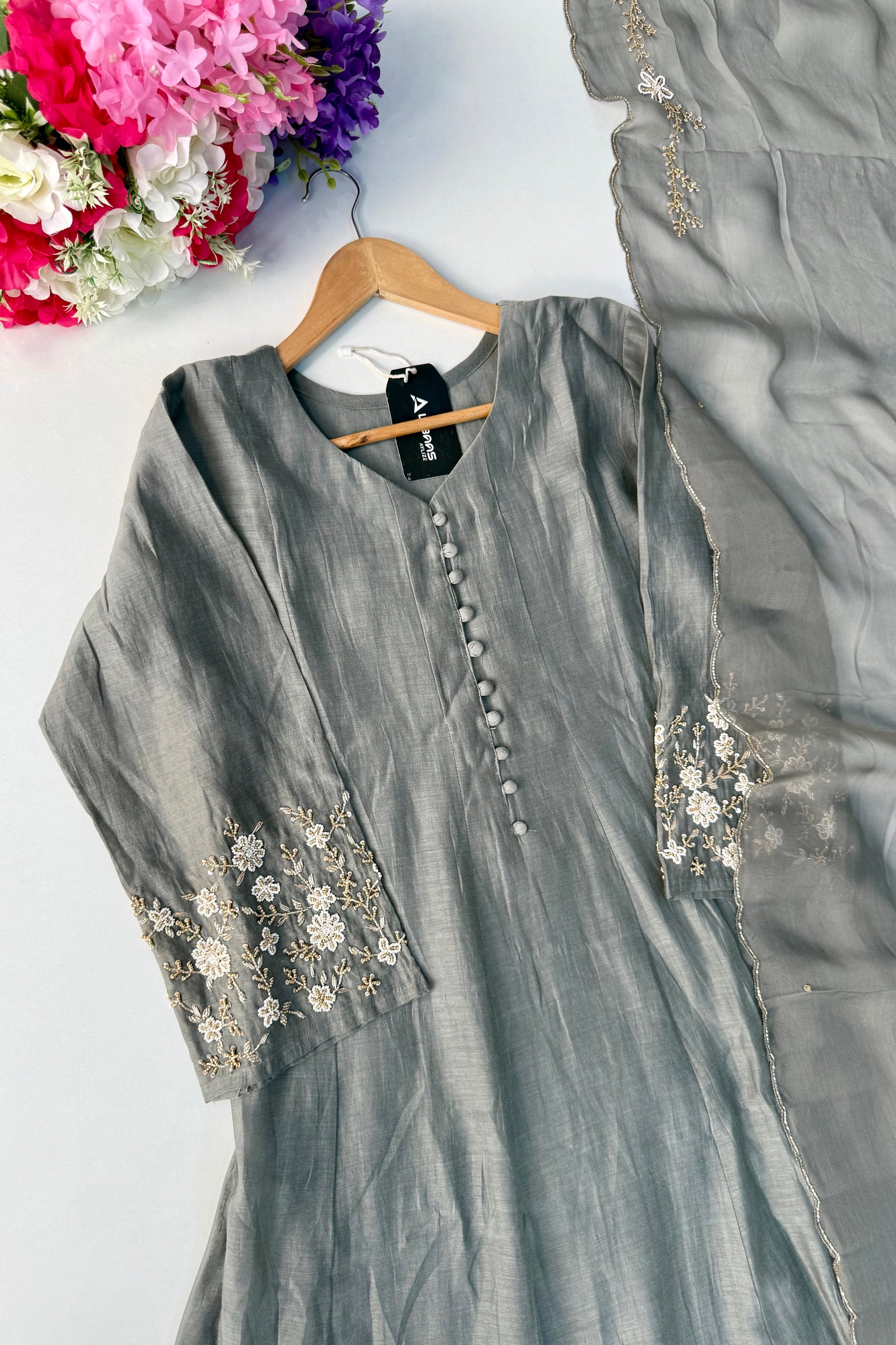 ✨Ay10- Pre Book Beautiful Mul Chanderi A Line Kurta set