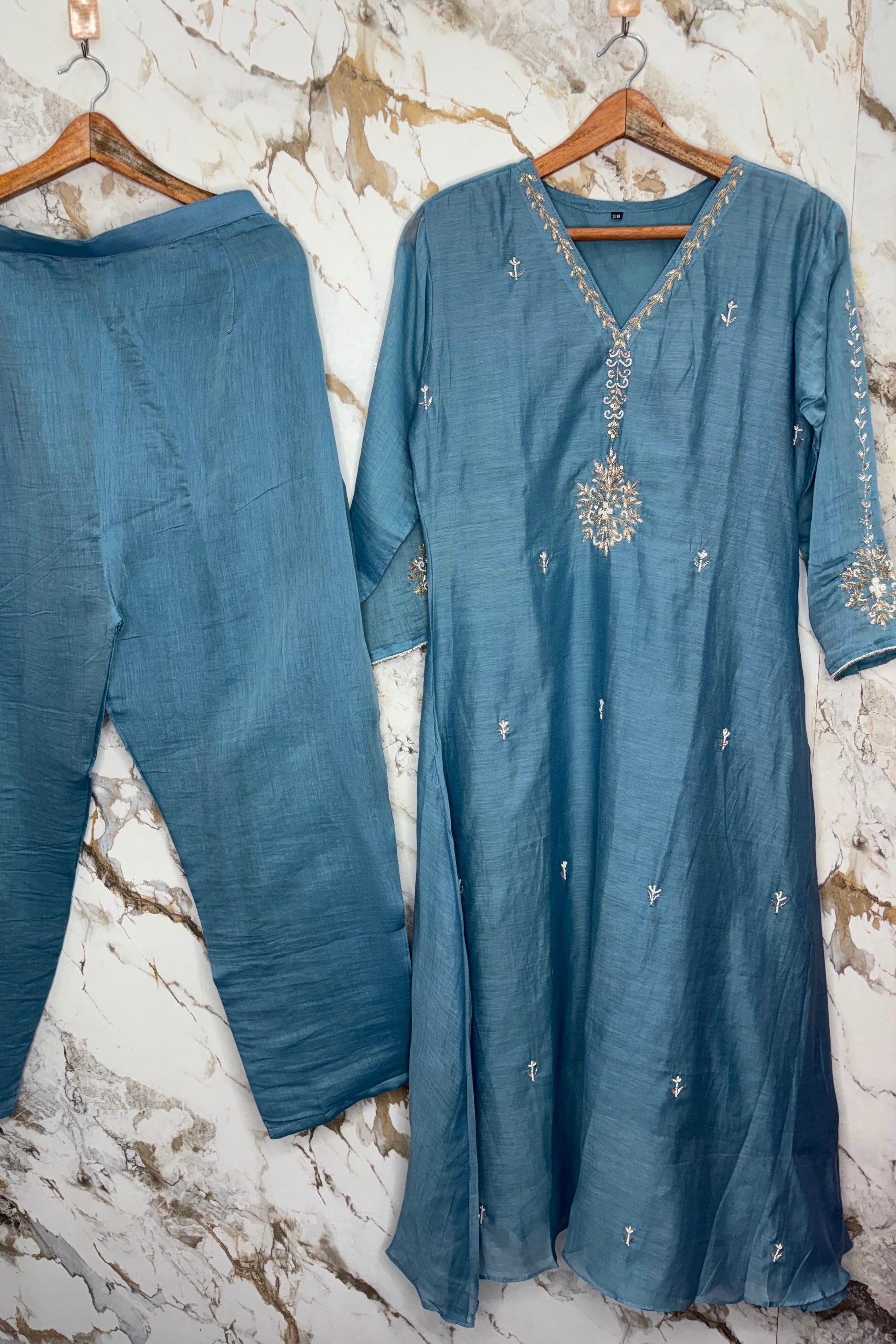 “HAYA” Premium Mul Chanderi A-Line Kurta with Bottom & Dupatta