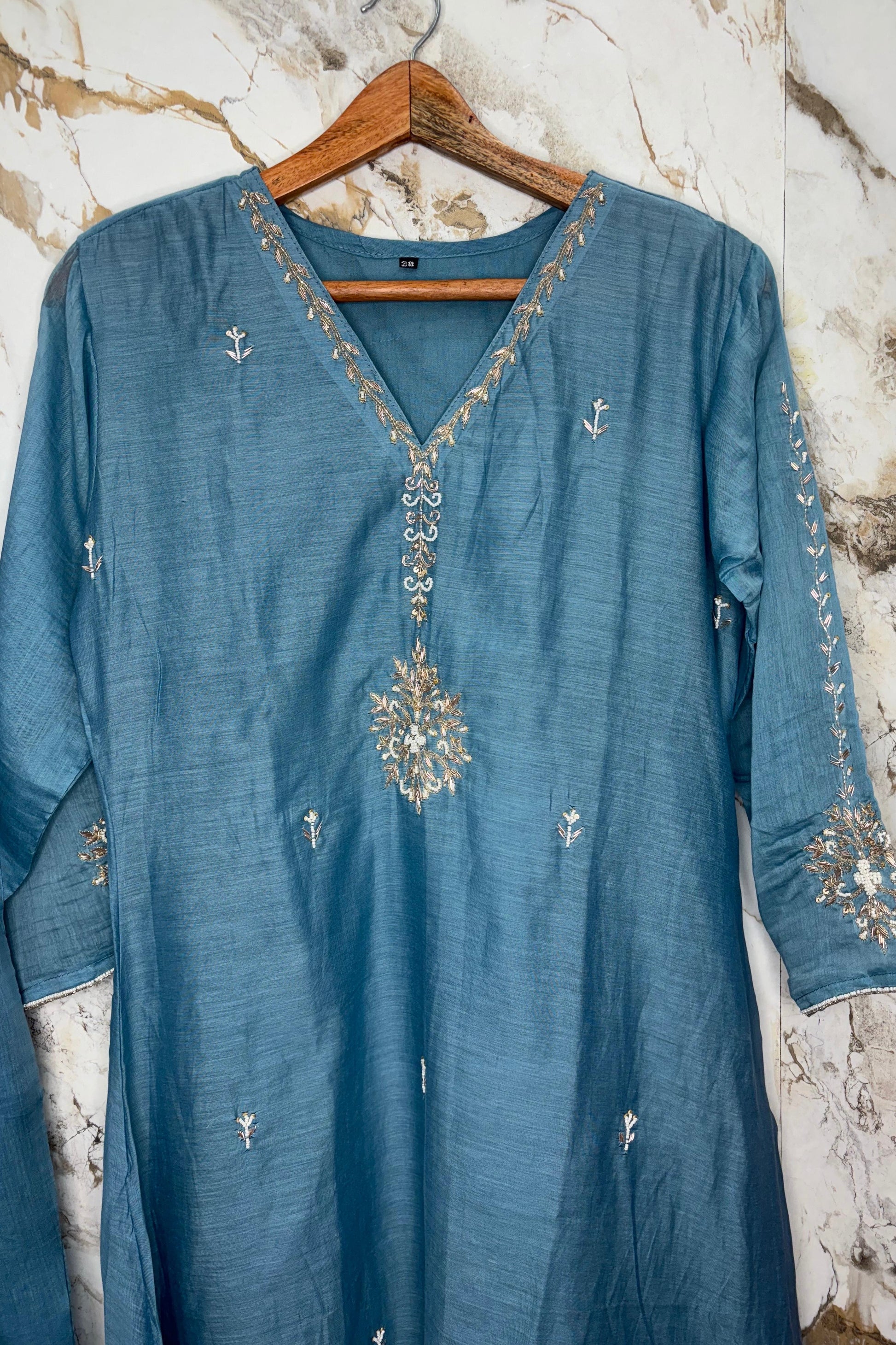 “HAYA” Premium Mul Chanderi A-Line Kurta with Bottom & Dupatta