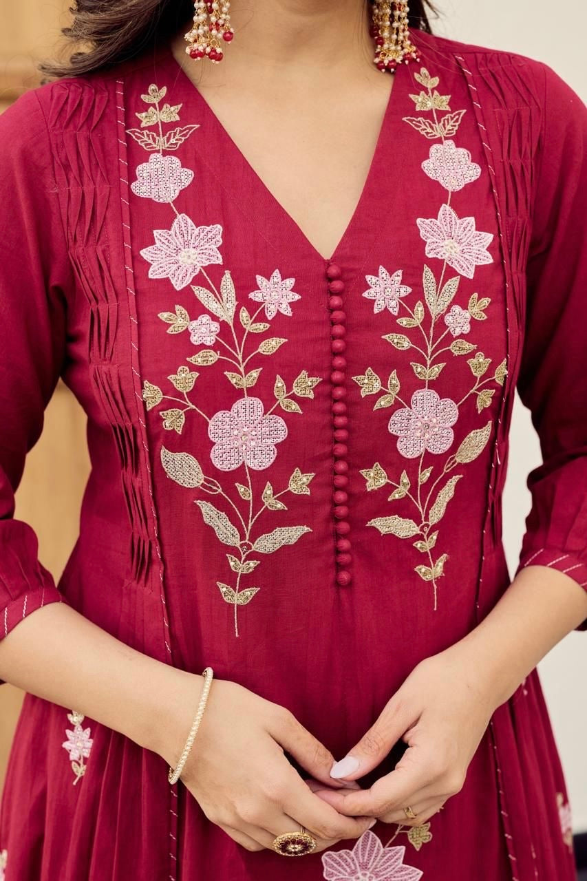 ✨”Dipali – Premium Cotton A-Line Kurta Set