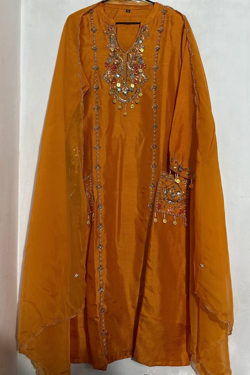 “Lime” Dola Silk Heavy Handwork Suit Set