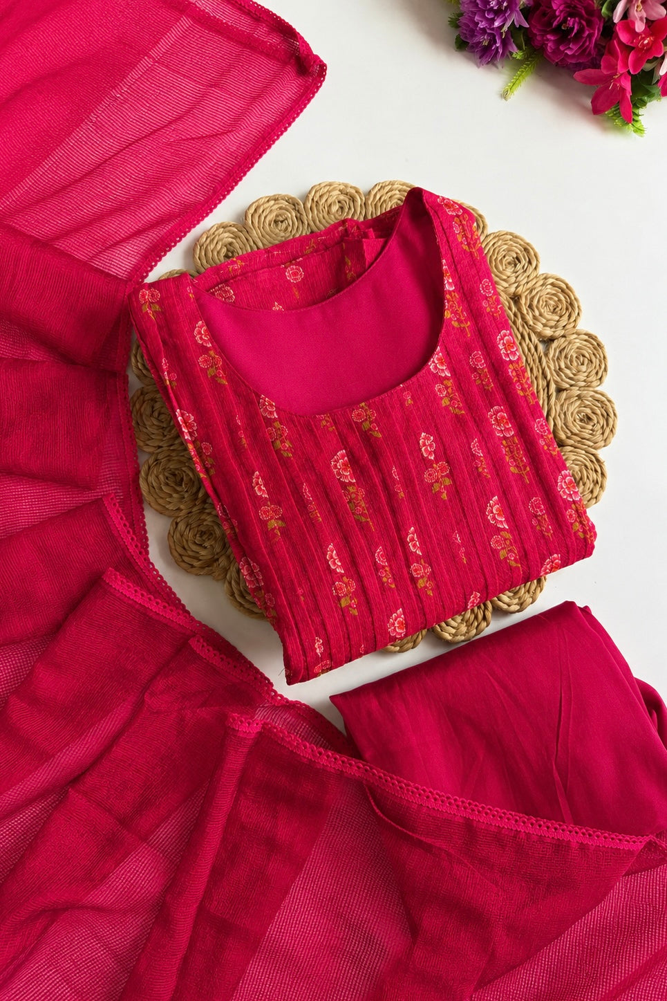 ✨”Ziana – Elegant Kota Ethnic A Line Suit Set