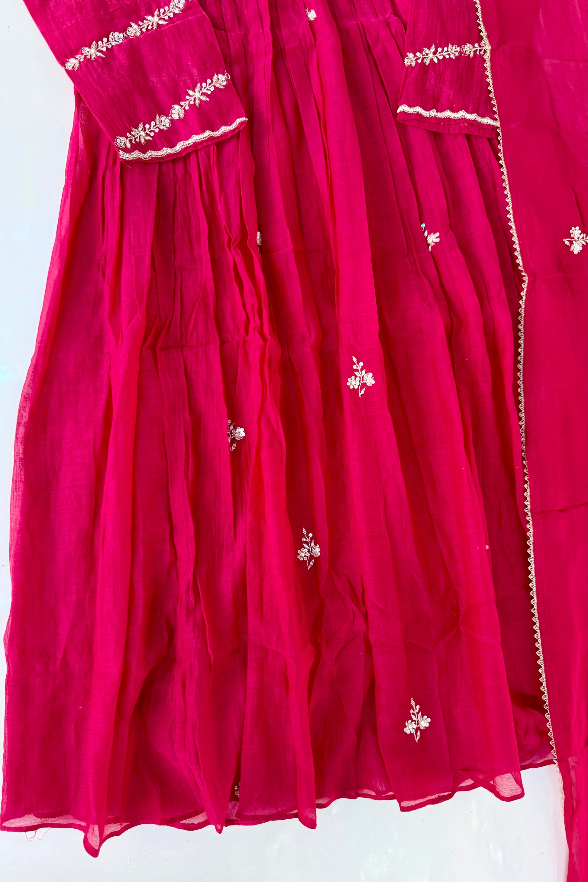 ❤️Princess – Premium Pink Mul Chanderi A Line Kurta Set
