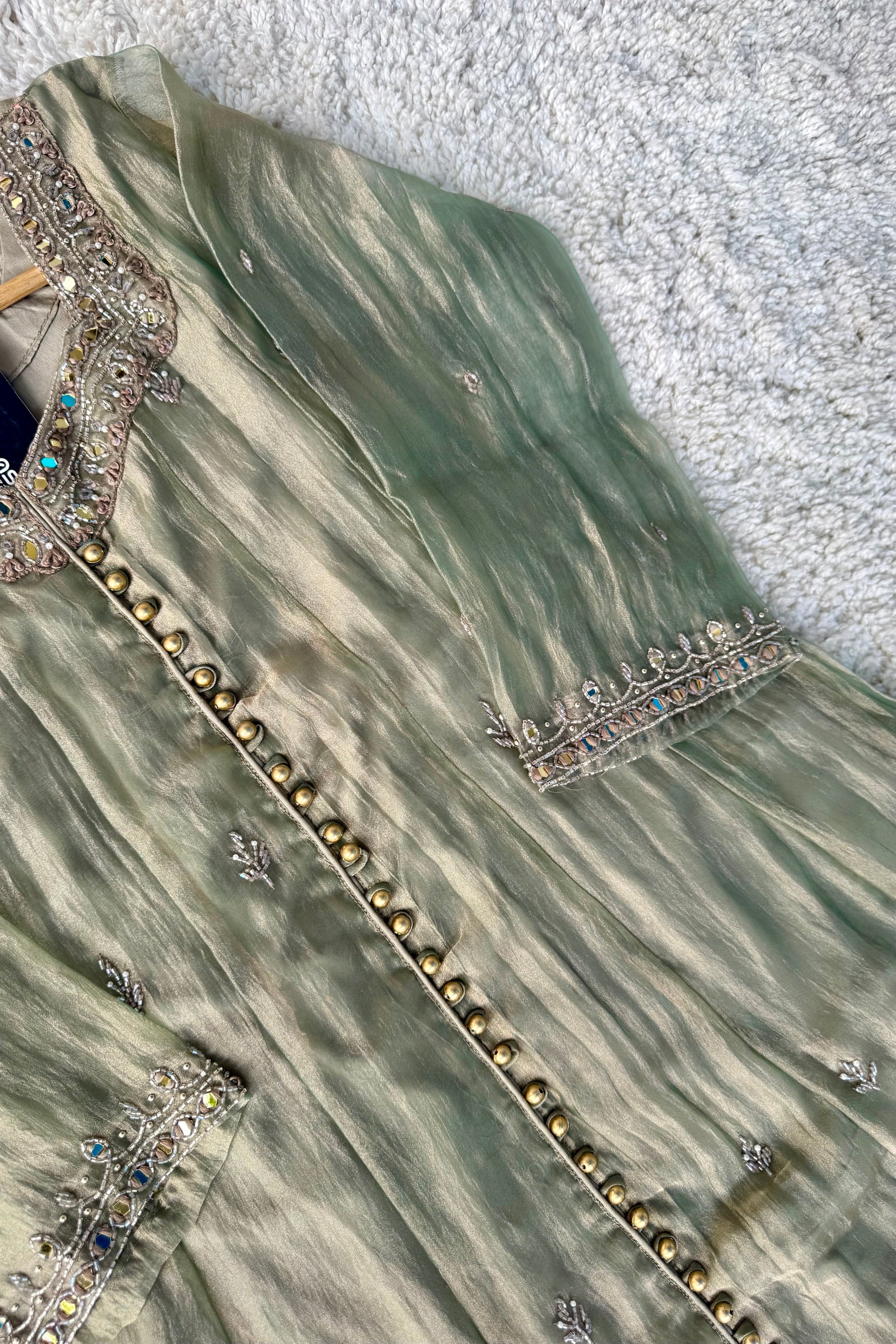 ✨Aiyana- Crushed Tissue Heavy Handwork Anarkali Suit