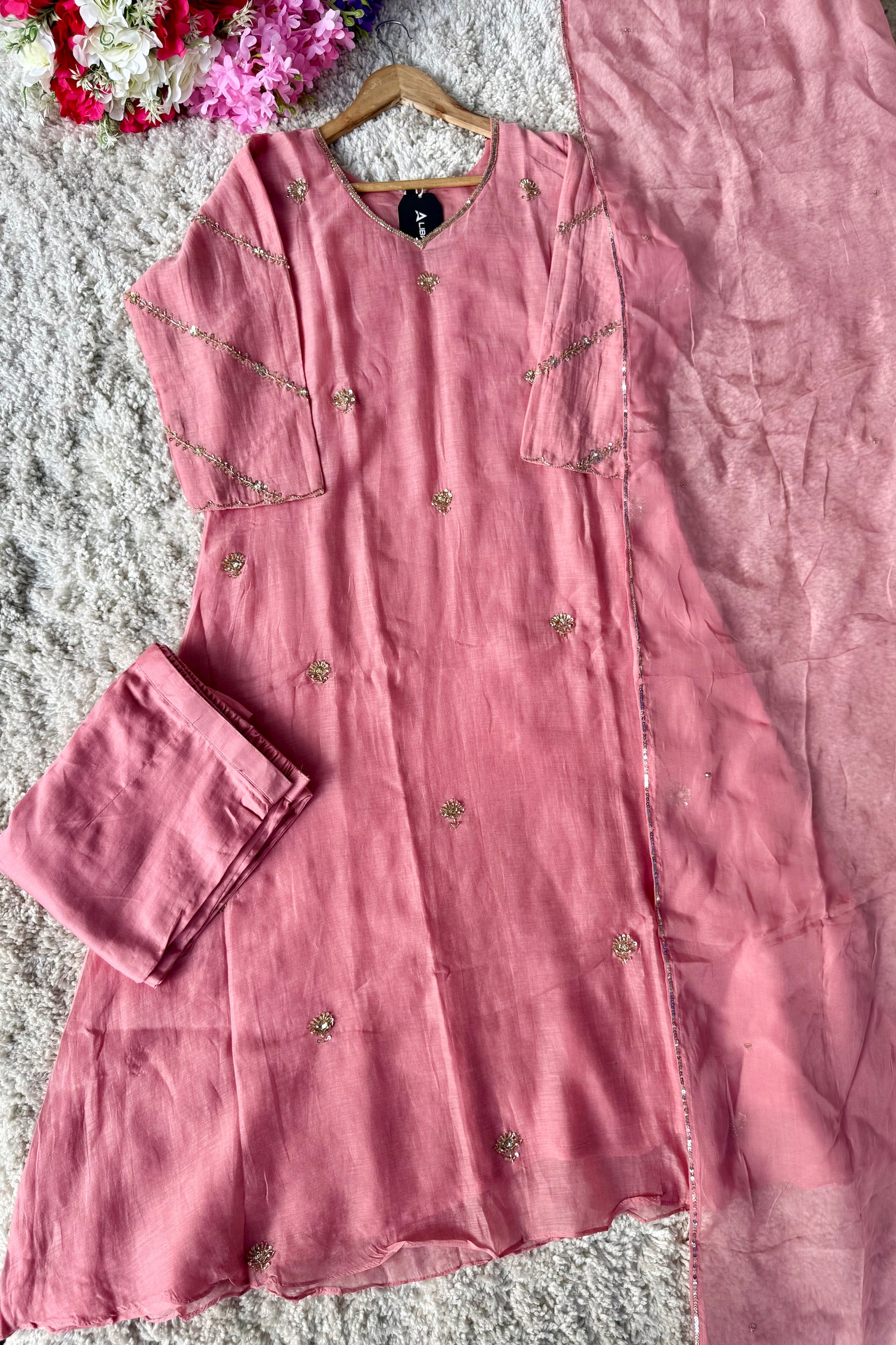 ✨”Unique- Party Wear Mul Chanderi A Line Kurta set 🛍️