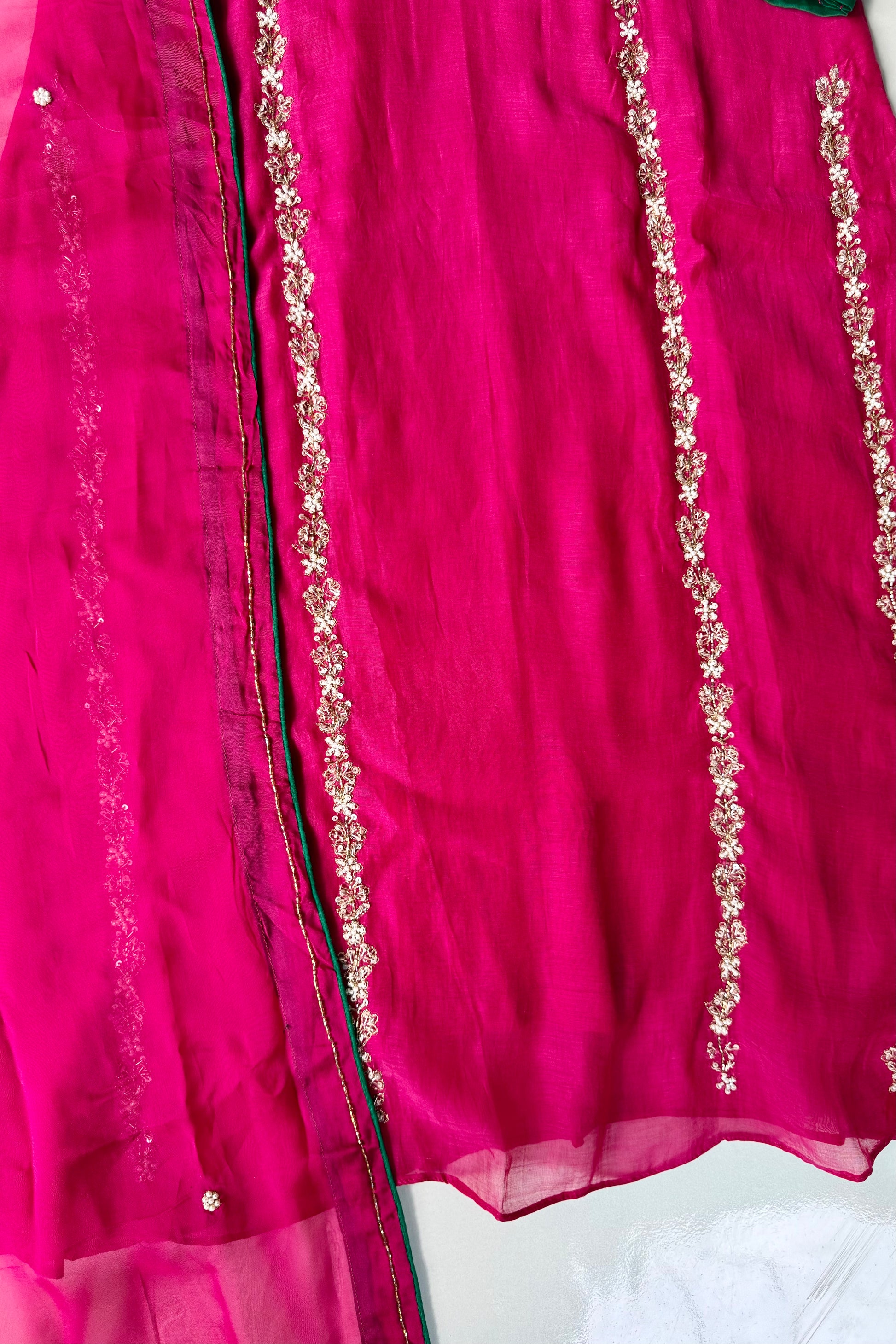 ✨”Maya - Premium Pink Mul Chanderi A-Line Kurta Set