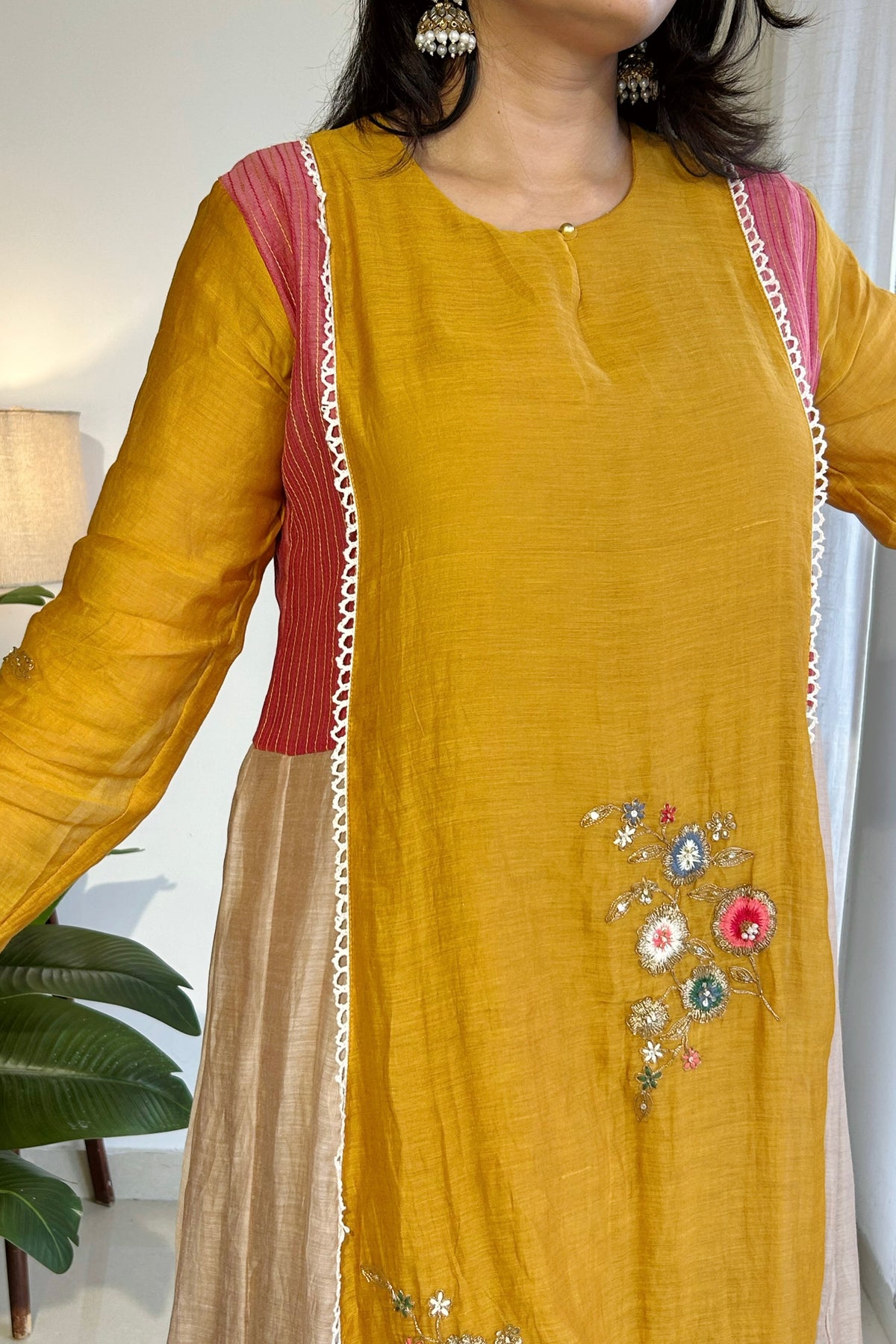 ✨Hope - Diwali Special Yellow Mul Chanderi A-Line Kurta set