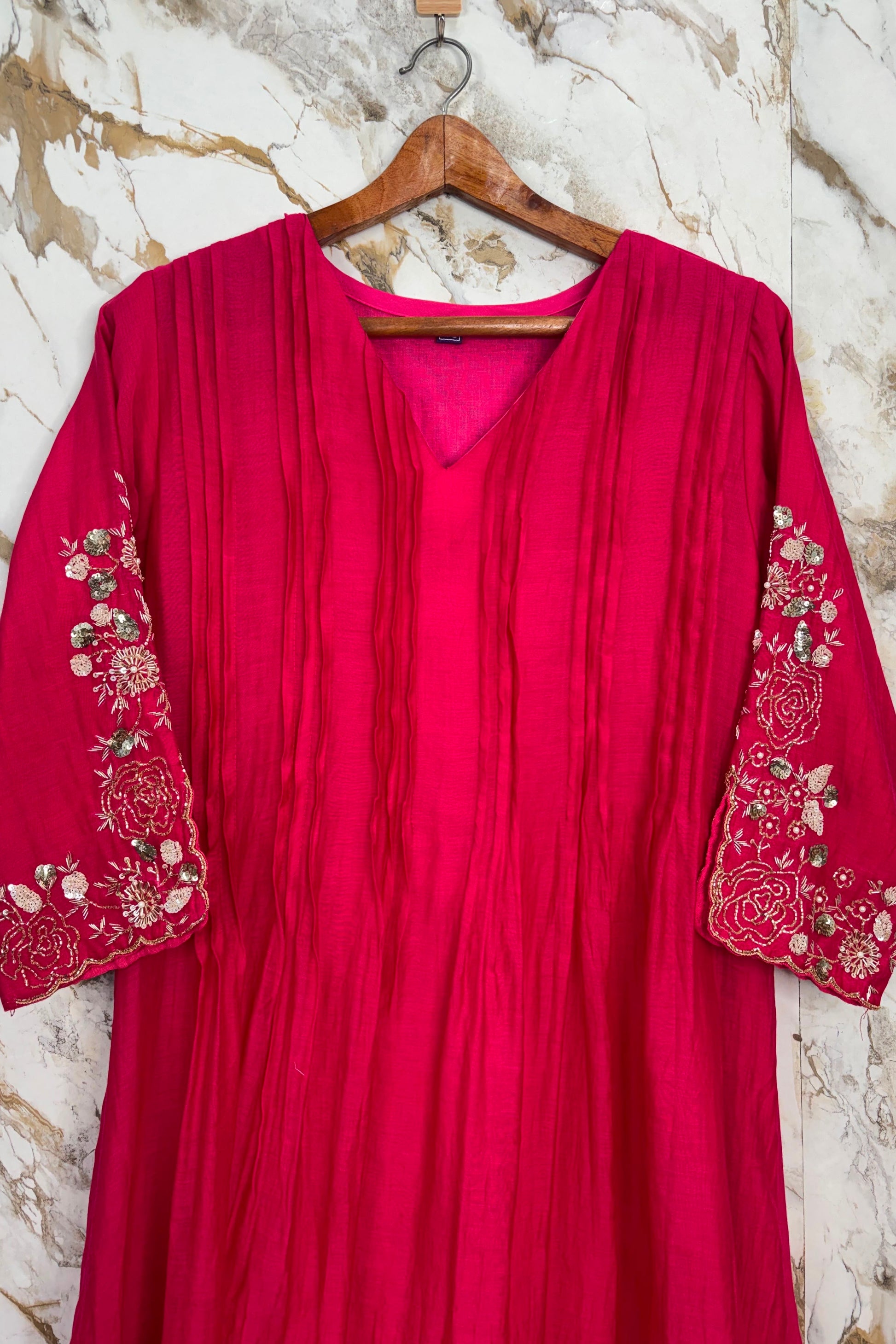 🛍️”Az025 – Premium Banaras Mul Chanderi A Line Kurta Set