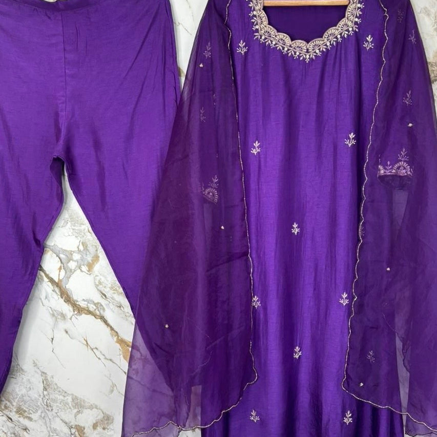 ✨ “Luxe – Premium Dola Silk A-Line Kurta Set