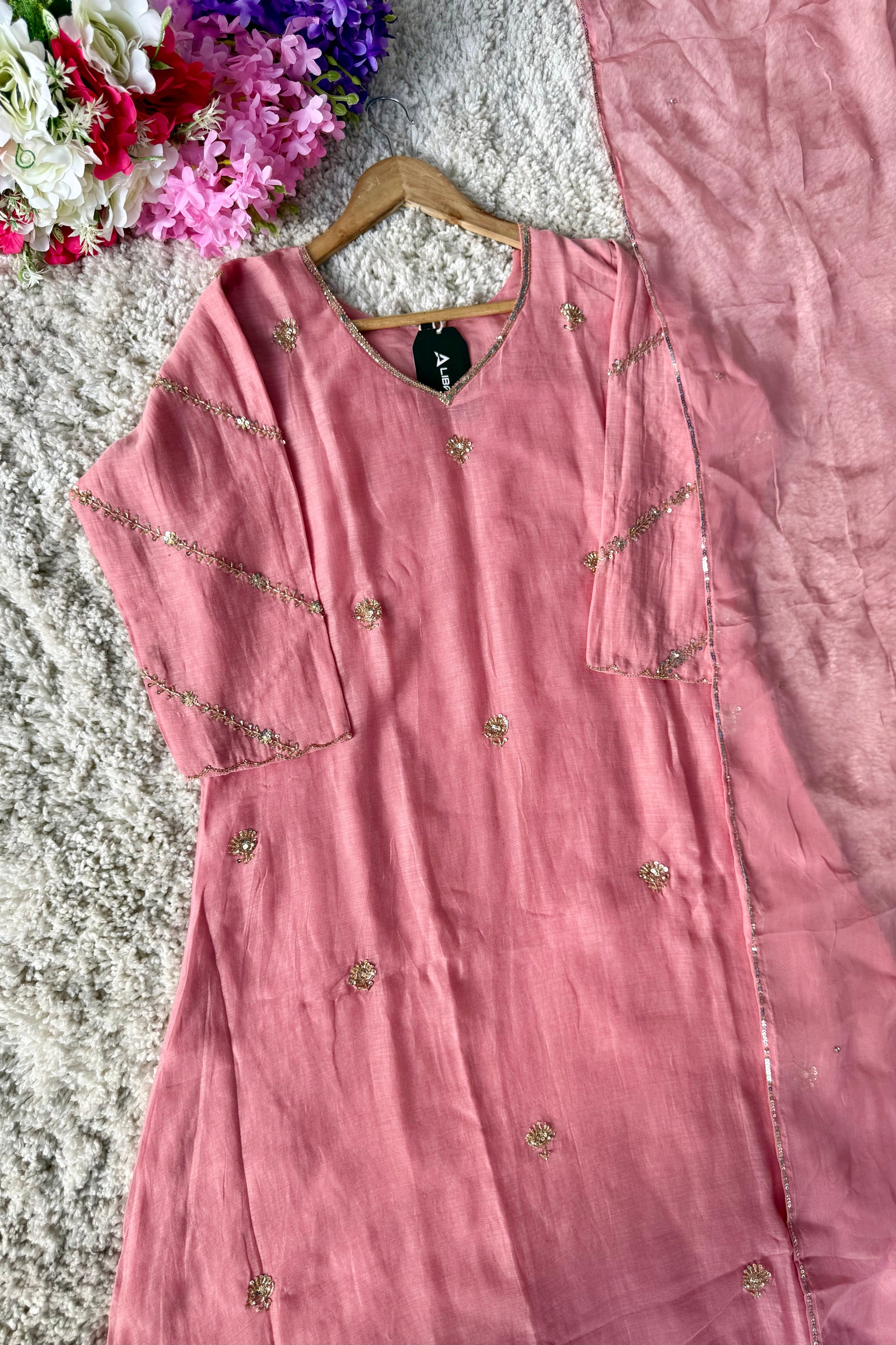 ✨”Unique- Party Wear Mul Chanderi A Line Kurta set 🛍️