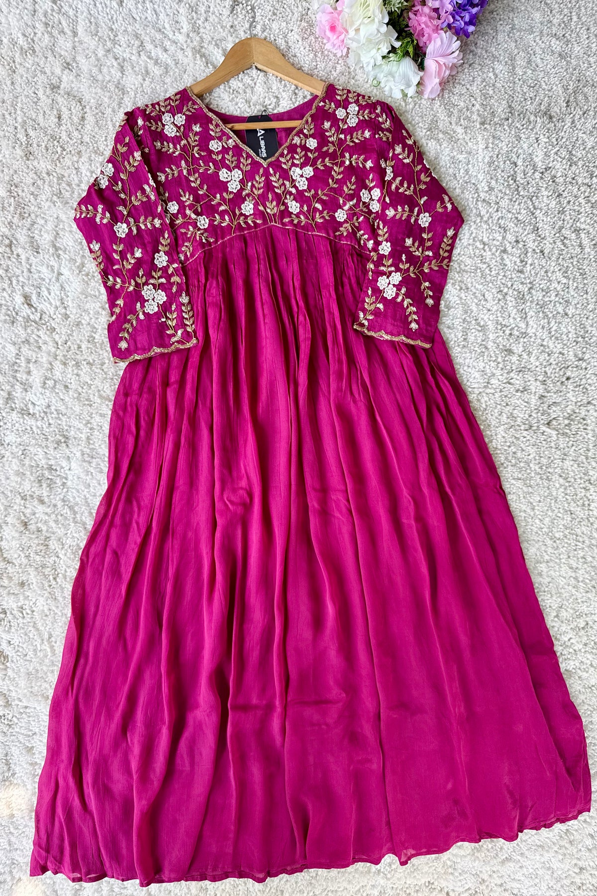 ✨Riti - Premium Magenta Chinnon Anarkali Kurta set