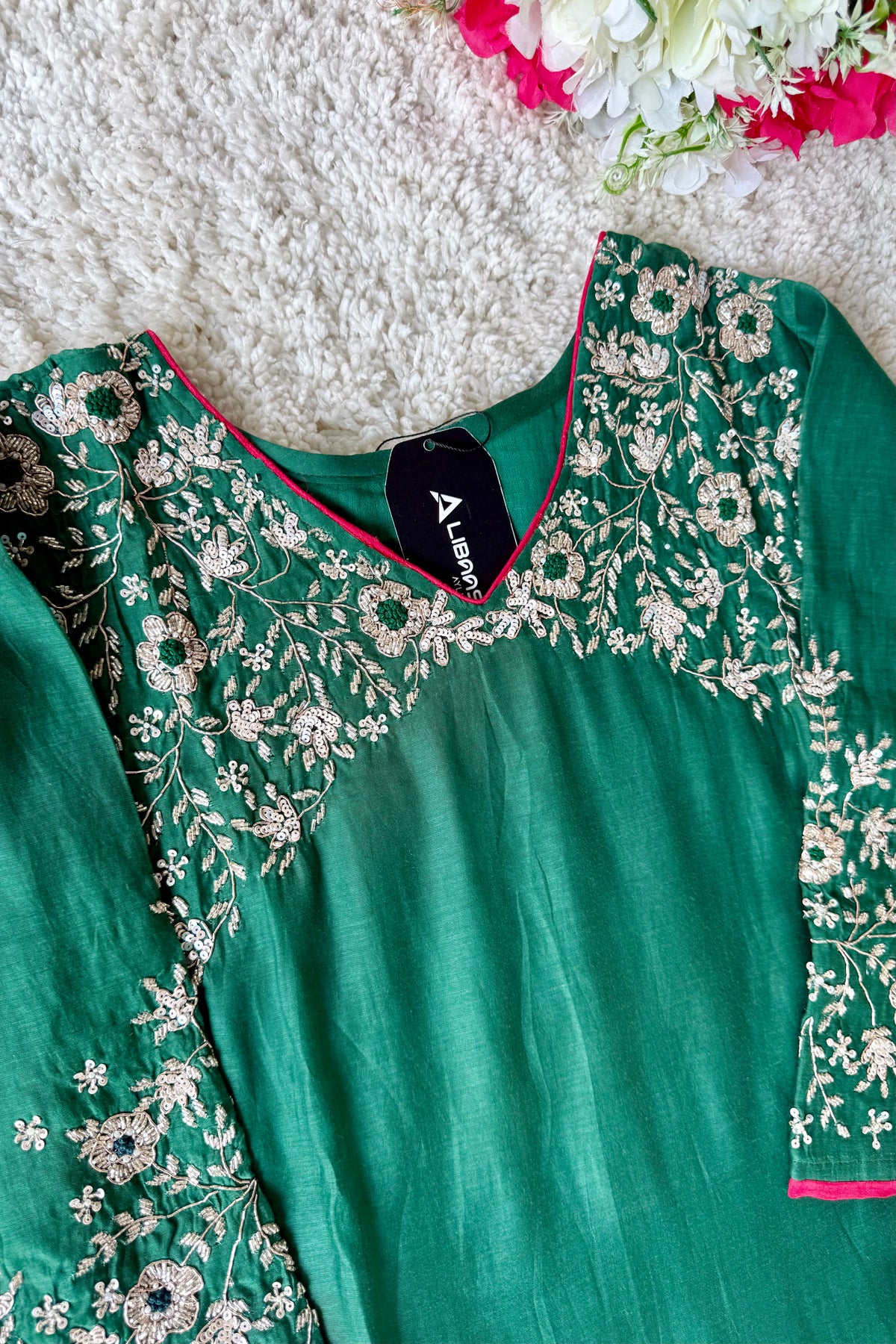 ✨Myra - Premium Green Mul Chanderi A-Line Anarkali Kurta set