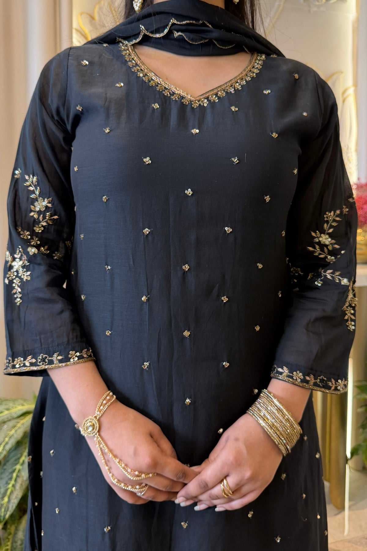 ✨Aditi - Karwa Chauth Special Mul Chanderi A-Line Kurta set