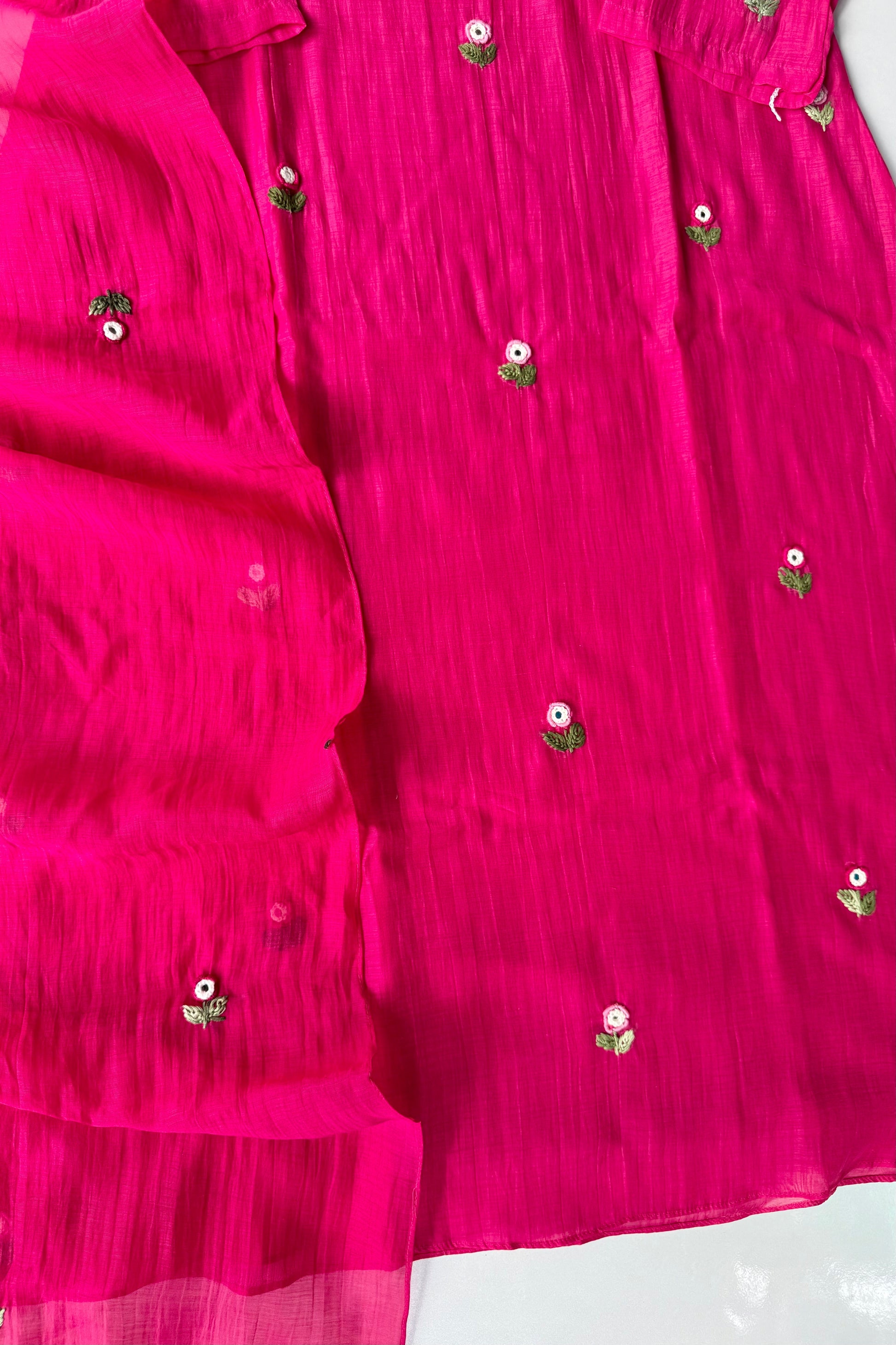 ✨”Ruby - Premium Pink Mul Chanderi A-Line Kurta Set 💕