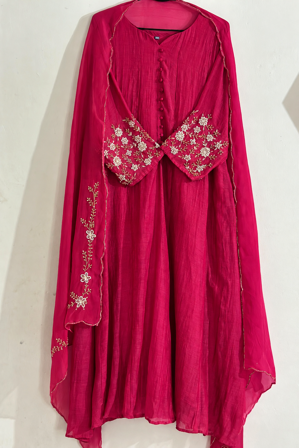 ✨Ay10- Beautiful Pink Mul Chanderi A Line Kurta set 💫