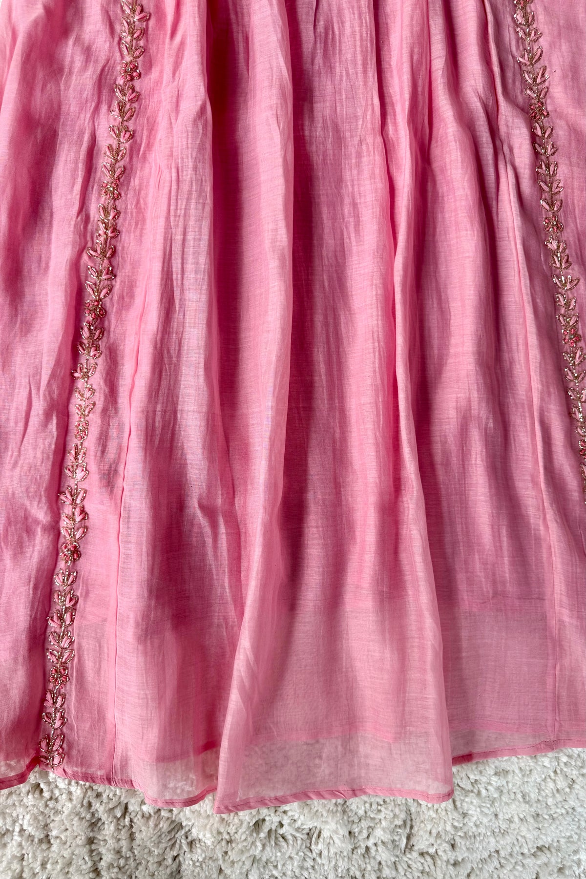 “Ayza” Premium Blush Rose Pink  Mul Chanderi A Line Suit set