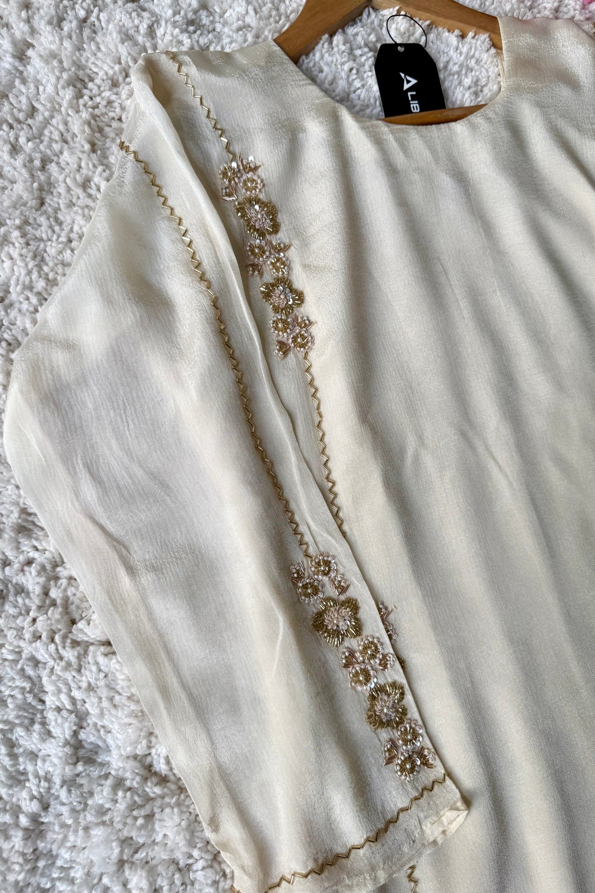 ✨Amara -Introducing Cream Heavy Handwork Chinnon A Line Suit